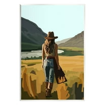 Stupell Industries Strolling Cowgirl in Desert Landscape Painting Unframed Art Print Wall Art, 10 x 15
