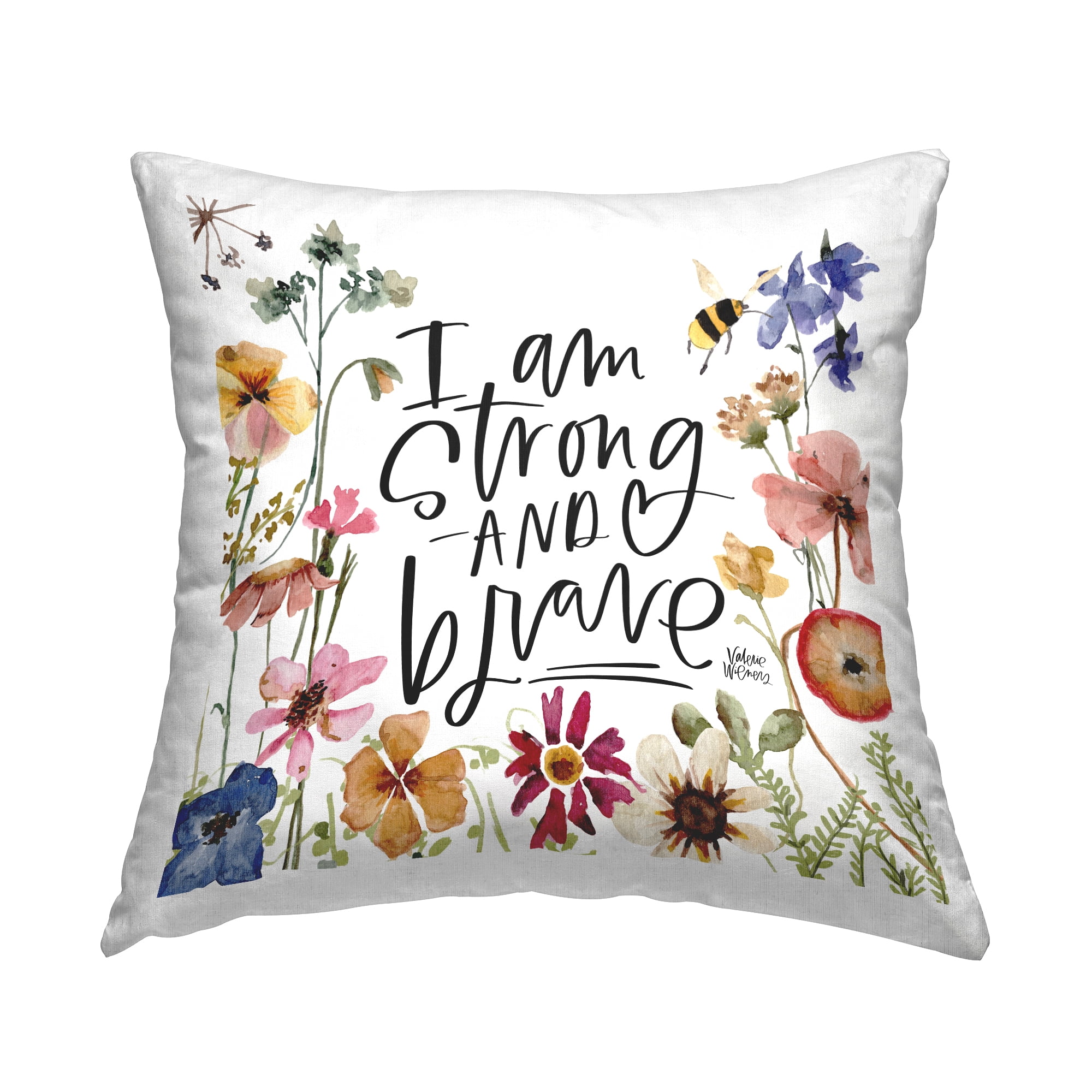 Stupell Industries Strong & Brave Encouraging Confidence Printed Throw Pillow Design by Valerie Weiners