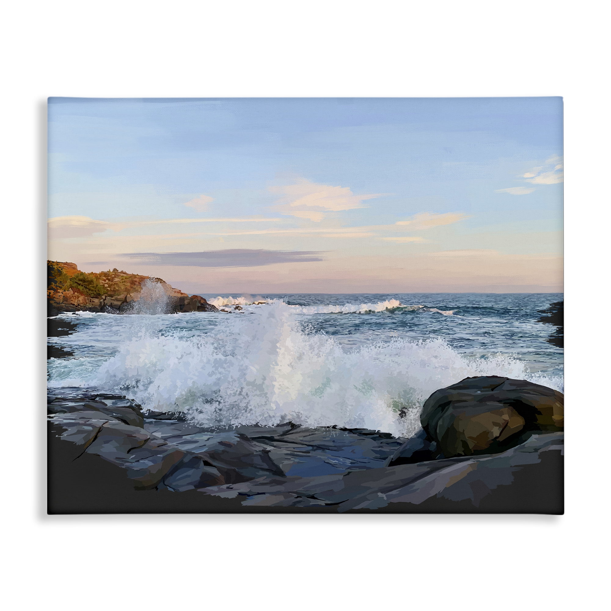 Stupell Industries Strong Breaking Waves Landscape Photography Gallery Wrapped Canvas Art Print Wall Art, 40 x 30