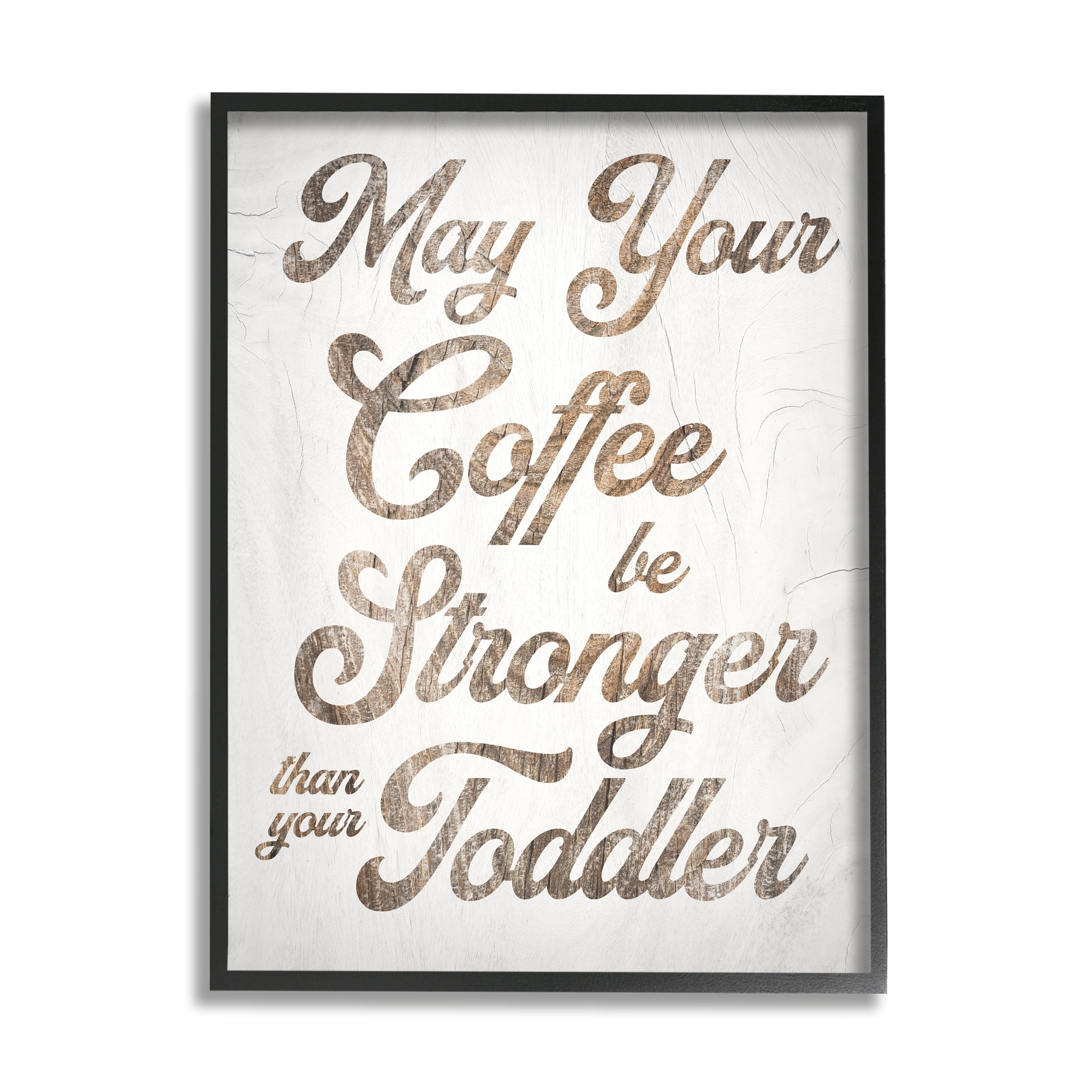 Stupell Industries Strong Coffee Vintage Grain Pattern Kitchen Typography Graphic Art Black Framed Art Print Wall Art, Design by Daphne Polselli