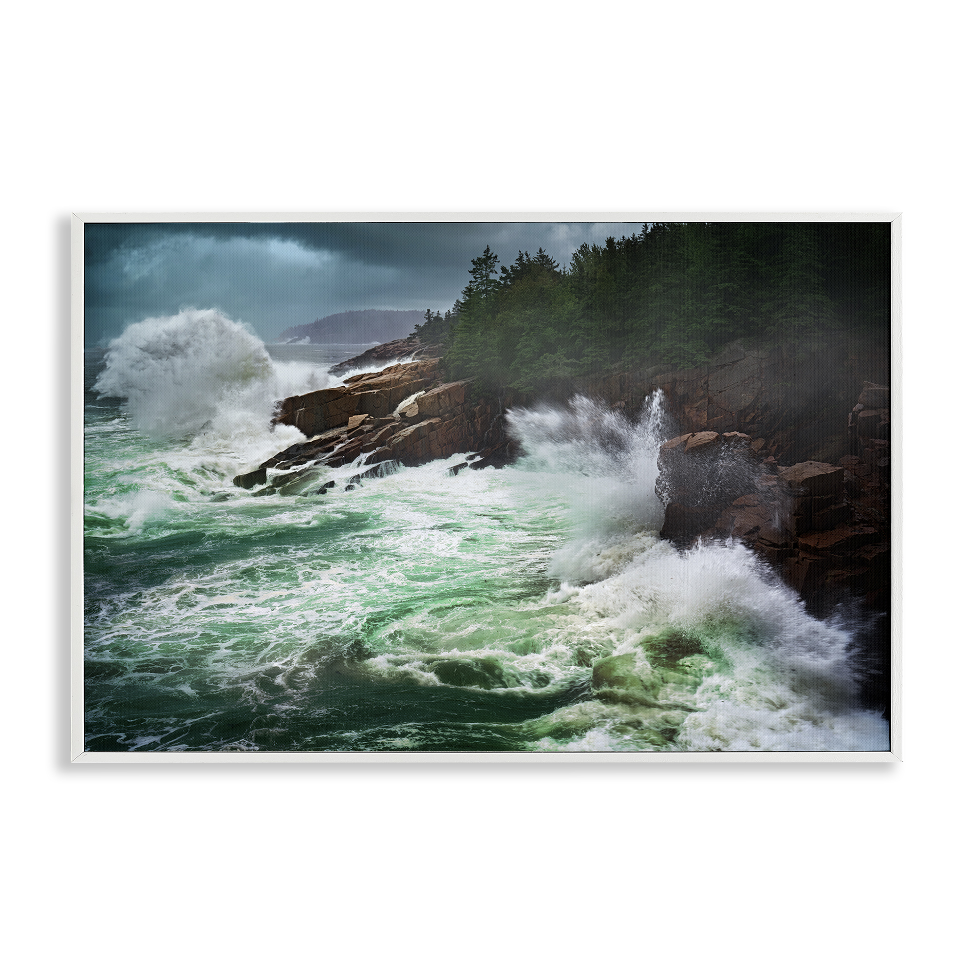 Stupell Industries Strong Crashing Waves Nautical & Beach Photography White Framed Art Print Wall Art, 30 x 20