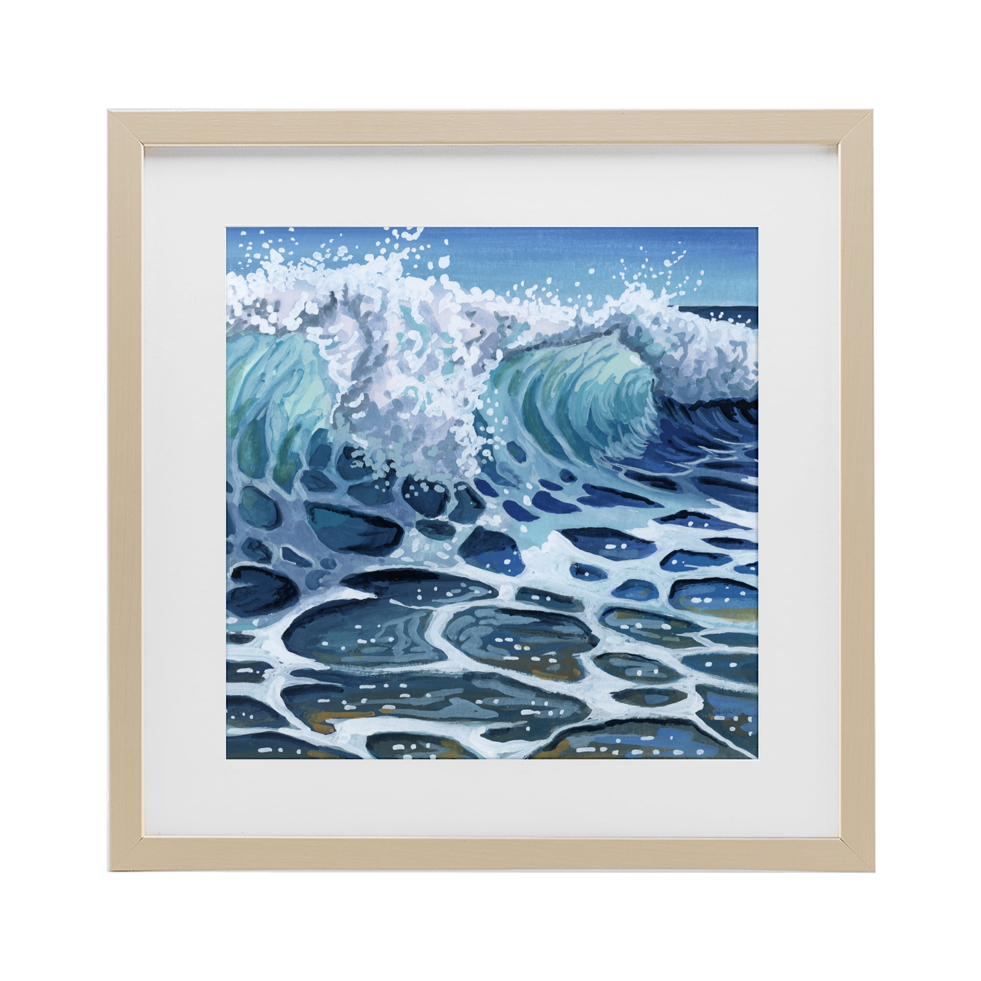 Stupell Industries Strong Crashing Waves on Beach Birch Framed Print Under Glass, design by Kate Jarvik Birch