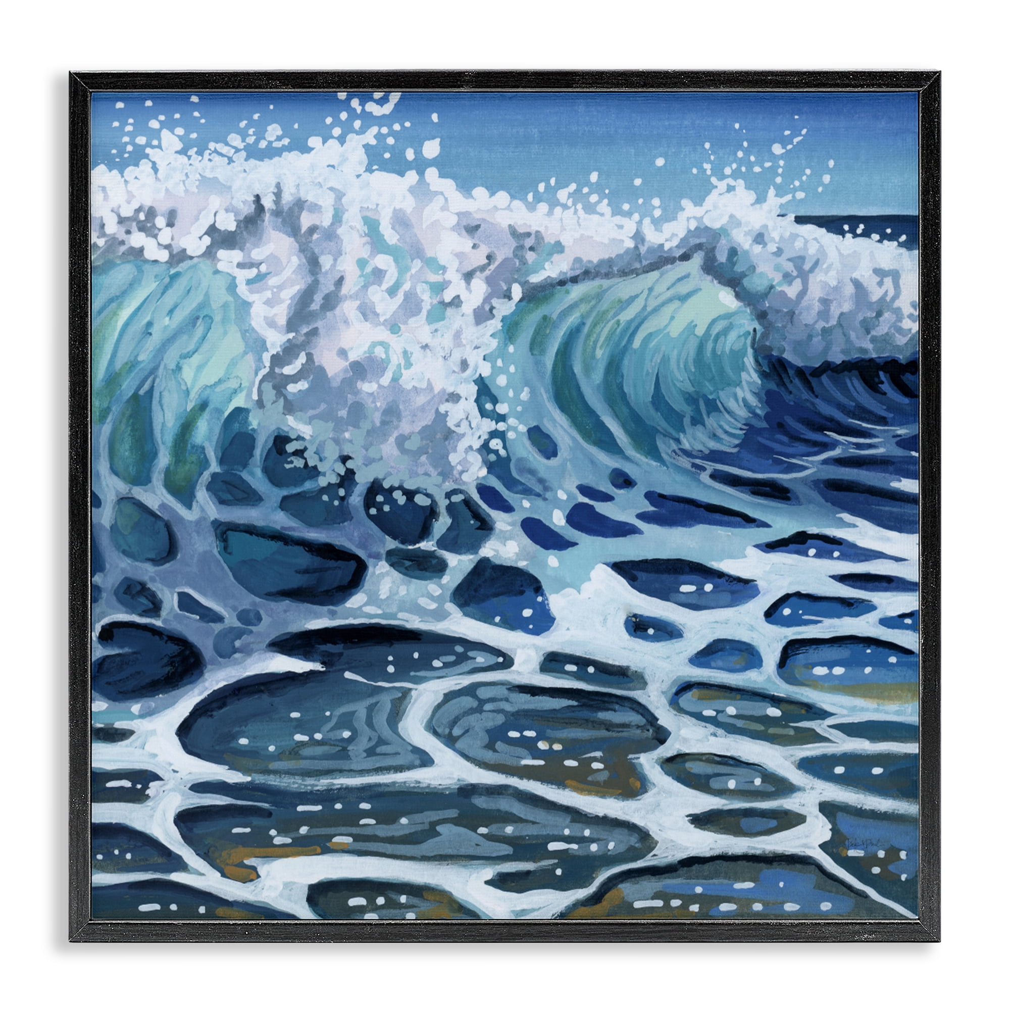 Stupell Industries Strong Crashing Waves on Beach Black Framed Giclee Art, design by Kate Jarvik Birch