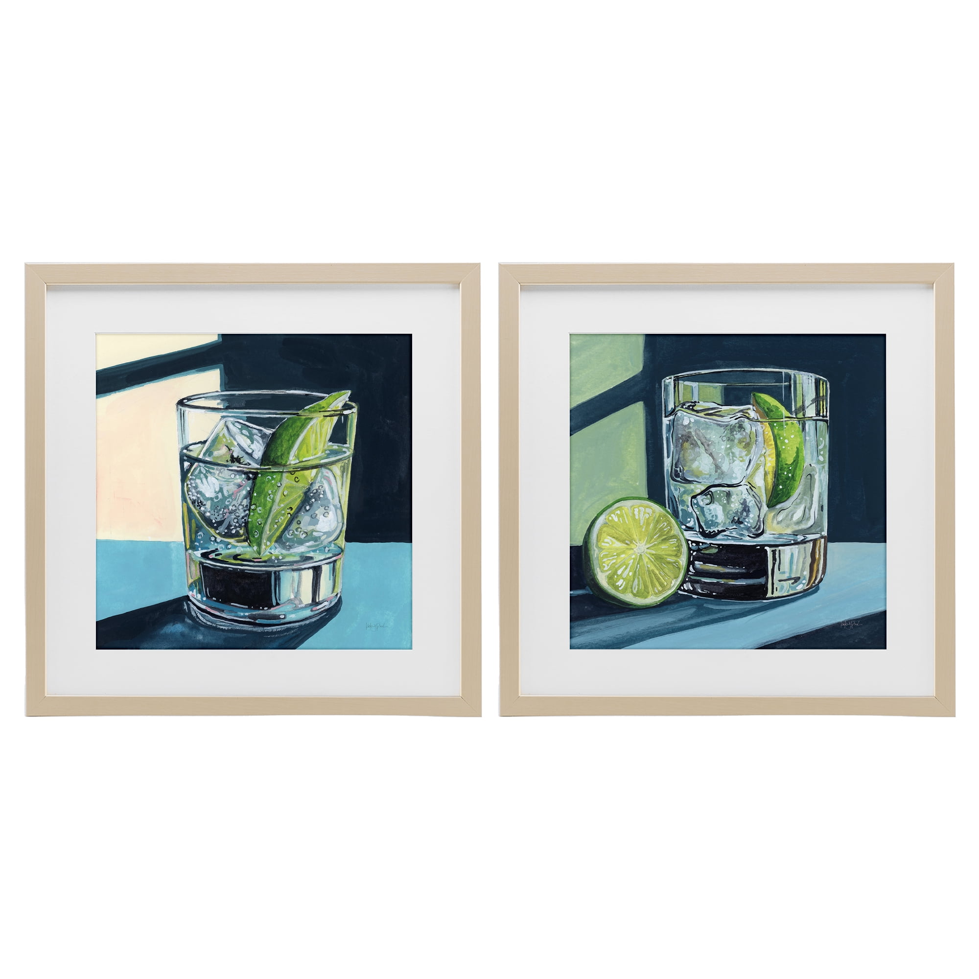 Stupell Industries Strong Gin Tonic Cocktail 2 Piece Birch Framed Print Under Glass Set, design by Kate Jarvik Birch
