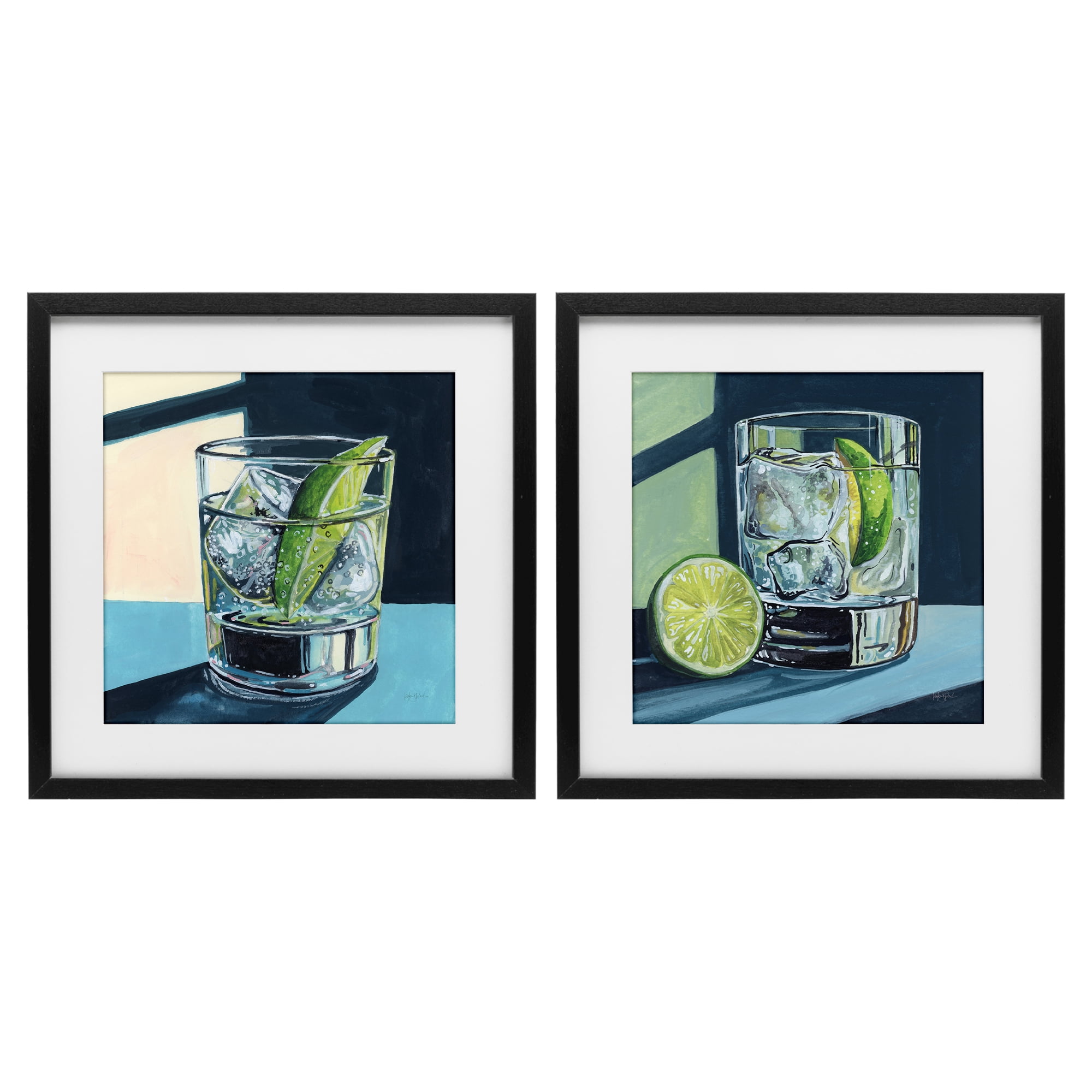 Stupell Industries Strong Gin Tonic Cocktail 2 Piece Black Framed Print Under Glass Set, design by Kate Jarvik Birch