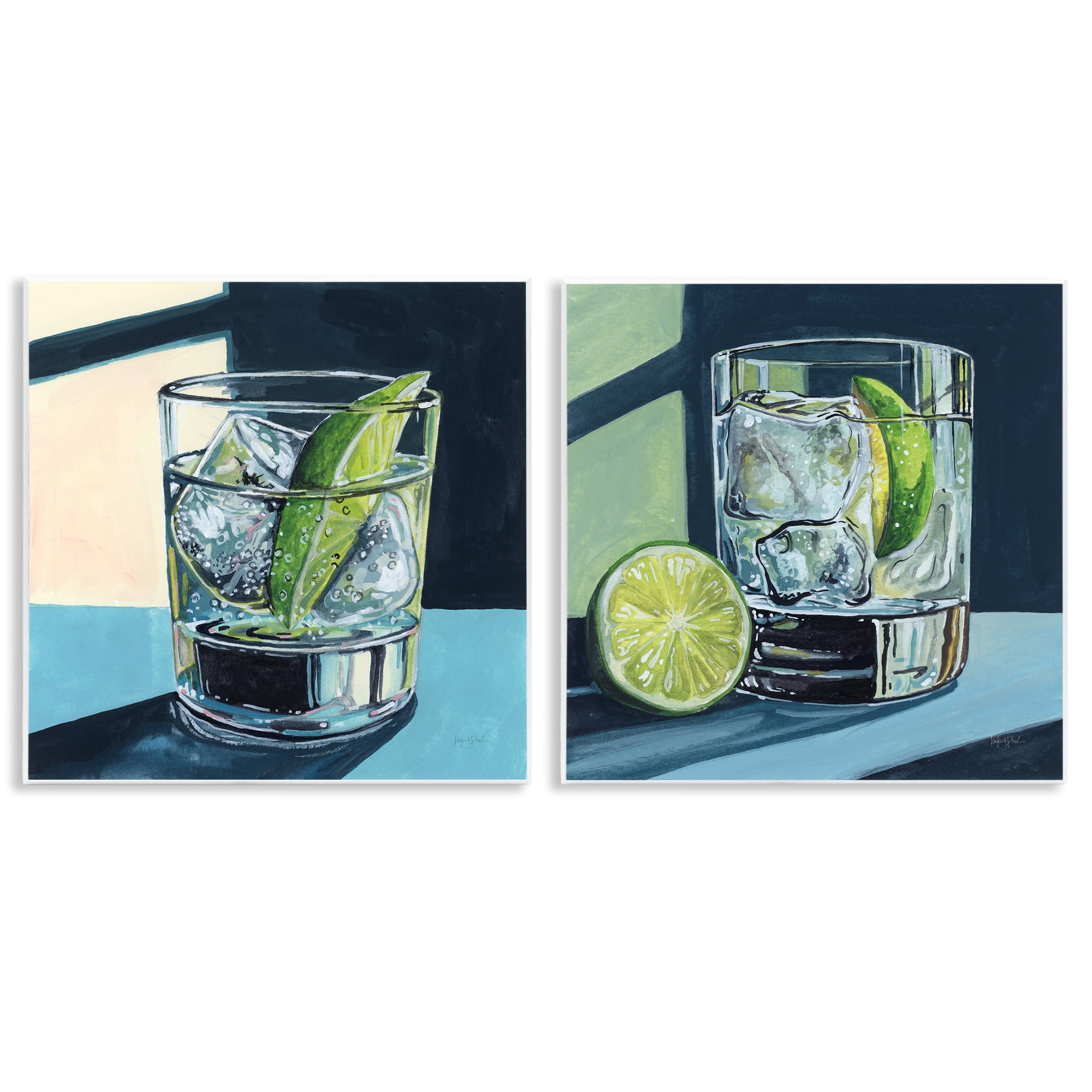 Stupell Industries Strong Gin Tonic Cocktail 2 Piece Wall Plaque Art Set, design by Kate Jarvik Birch