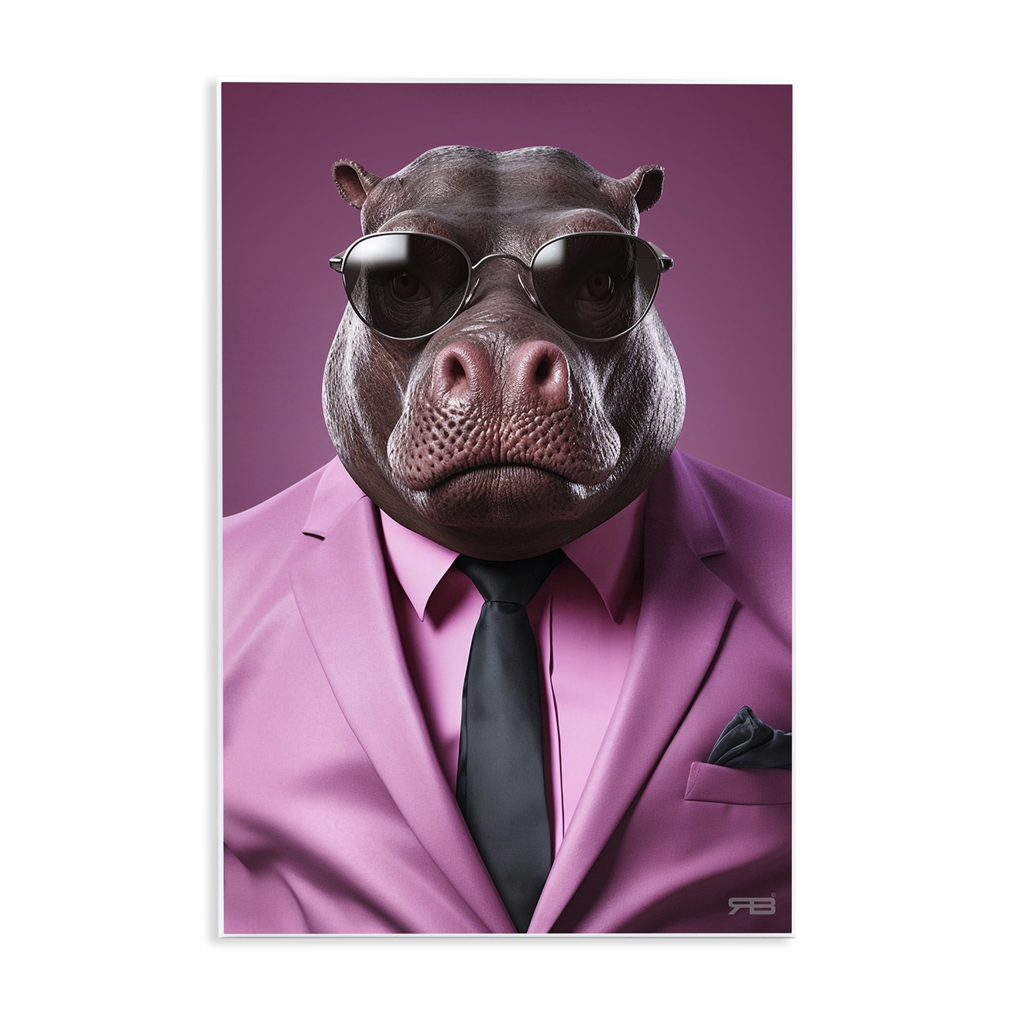 Stupell Industries Strong Hippo Purple Suit Animals & Insects Painting Unframed Art Print Wall Art, 10 x 15