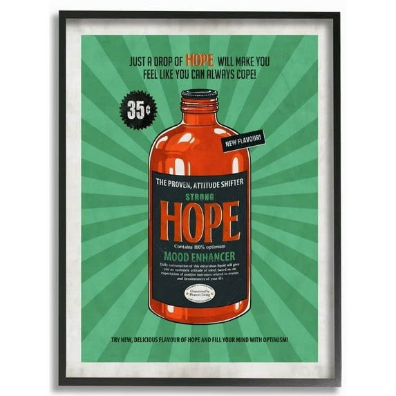Stupell Industries Strong Hope Funny Inspirational Vintage Comic Book Design Framed Wall Art by Ester Kay