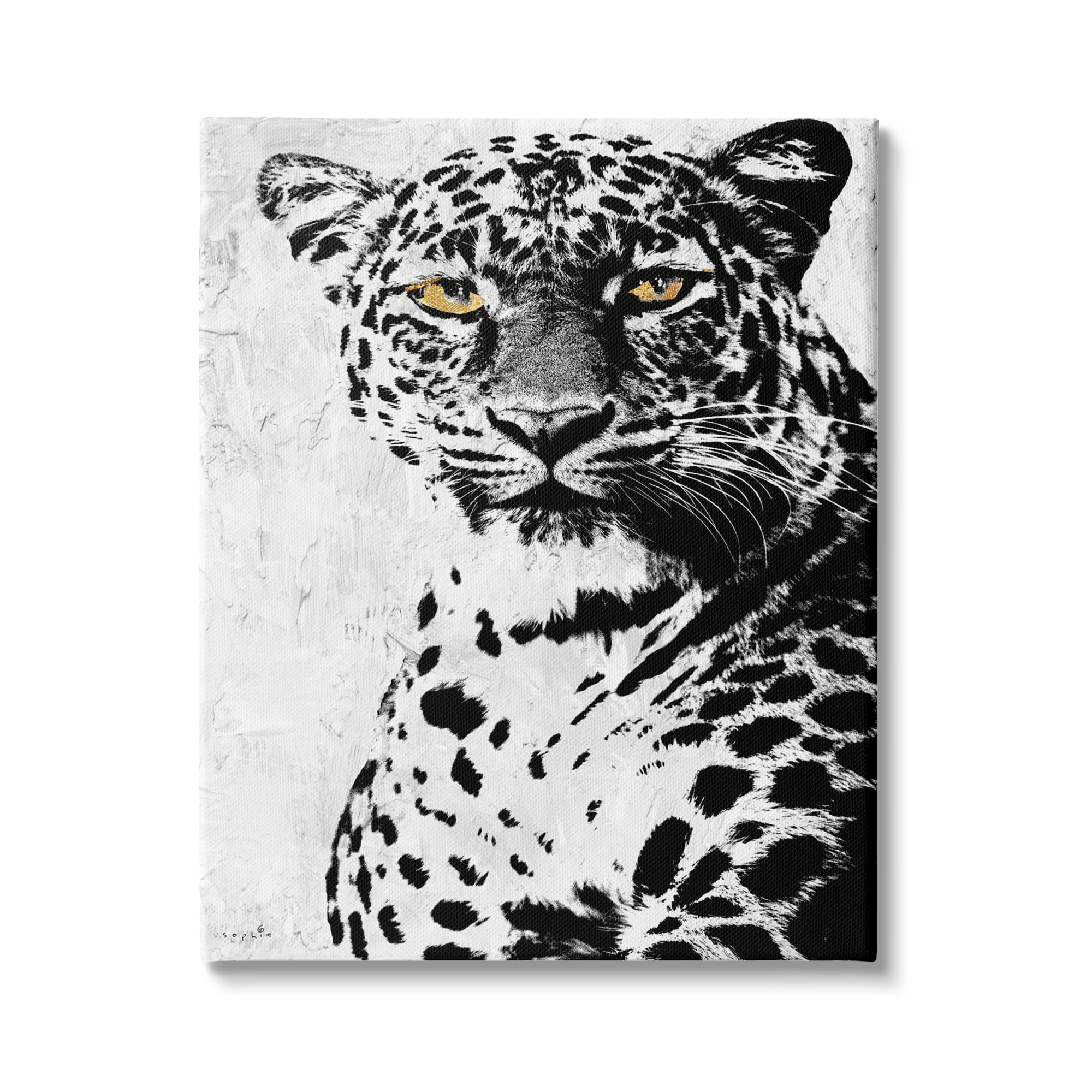 Stupell Industries Strong Leopard Portrait Modern Safari Animal Black Gold, 16 x 20, Design by Sophie 6