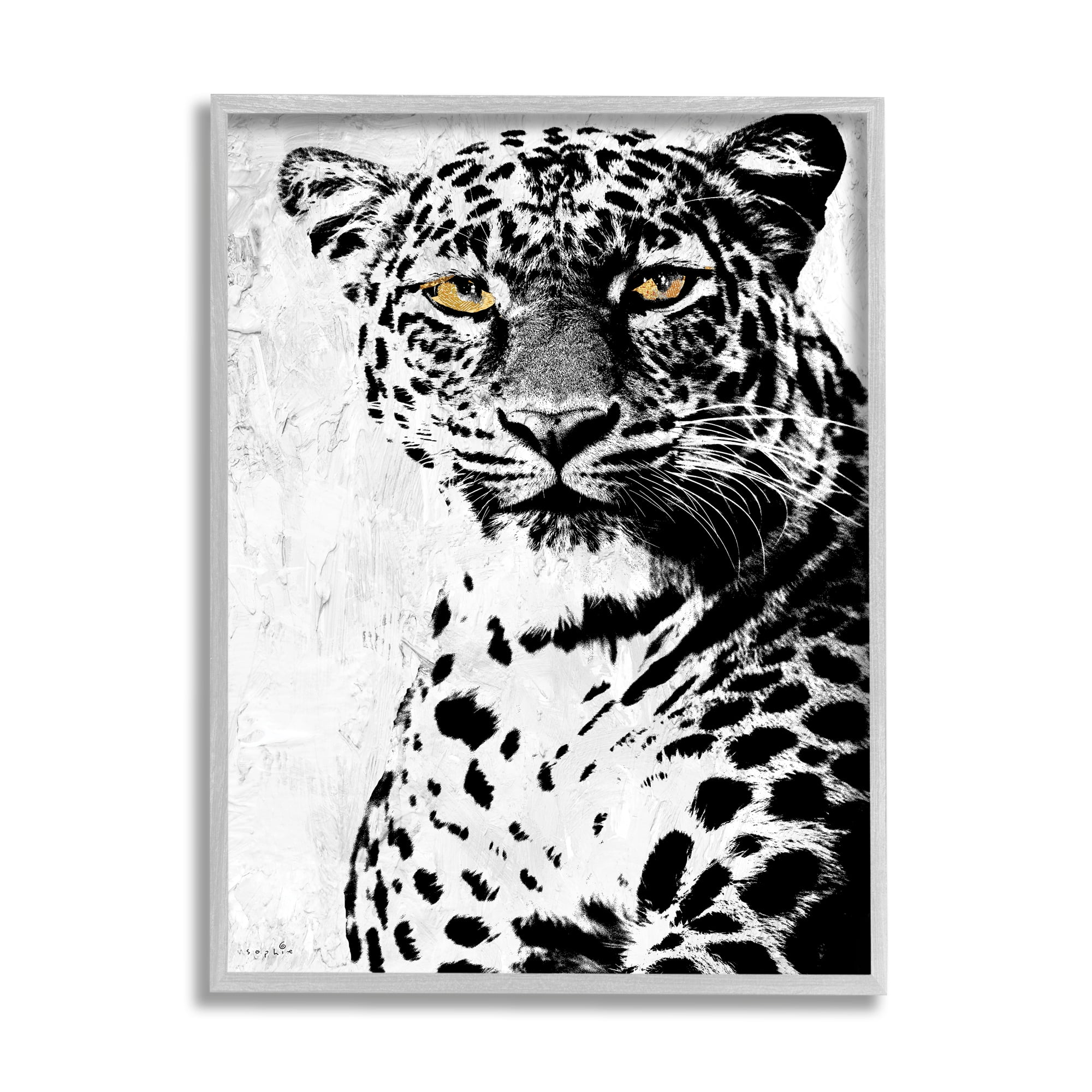 Stupell Industries Strong Leopard Portrait Modern Safari Animal Black Gold, 24 x 30, Design by Sophie 6