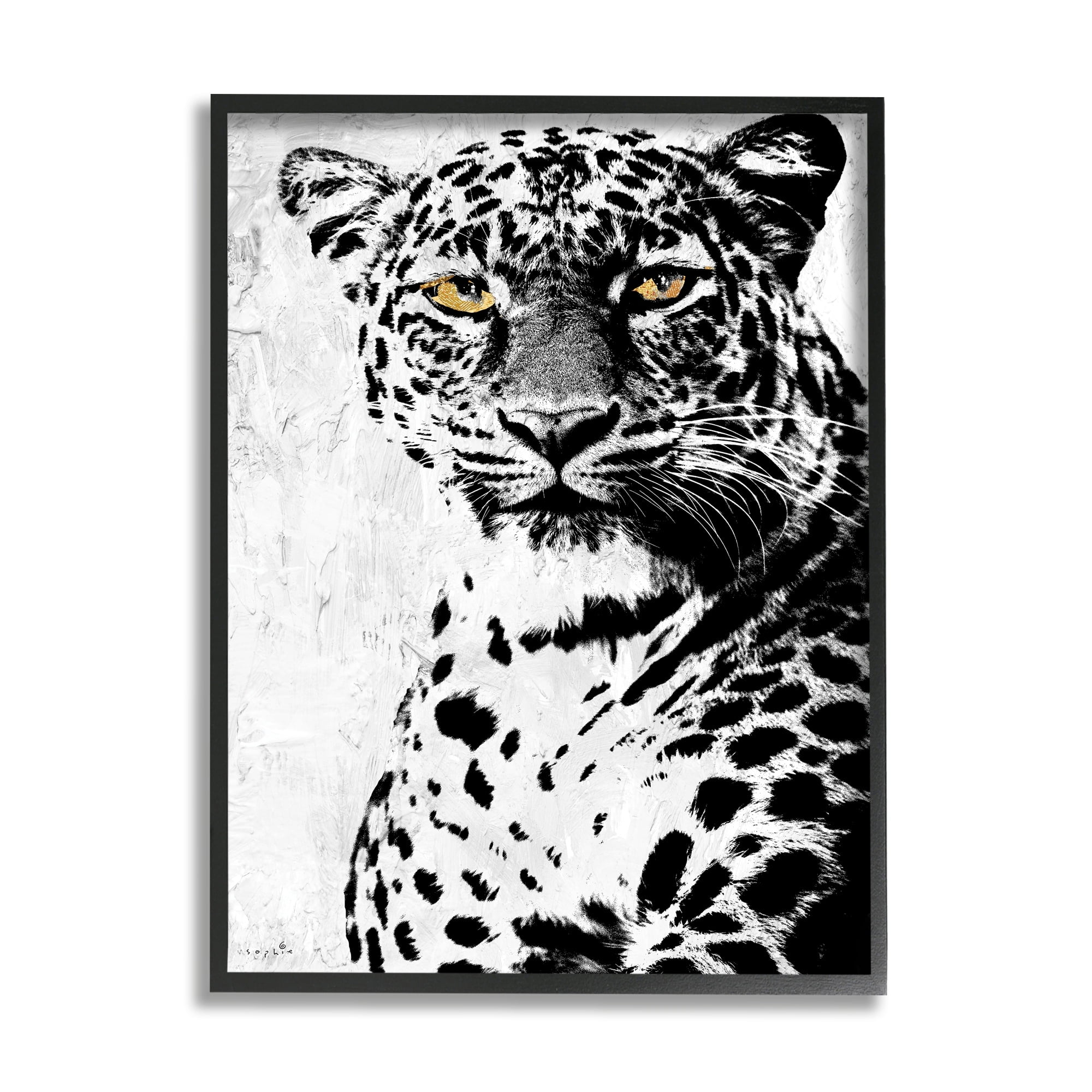 Stupell Industries Strong Leopard Portrait Modern Safari Animal Black Gold, 24 x 30, Design by Sophie 6