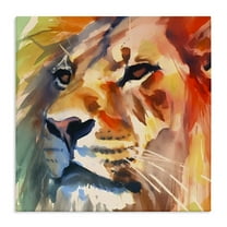 Stupell Industries Strong Lion Gaze Animals & Insects Painting Gallery Wrapped Canvas Art Print Wall Art, 17 x 17