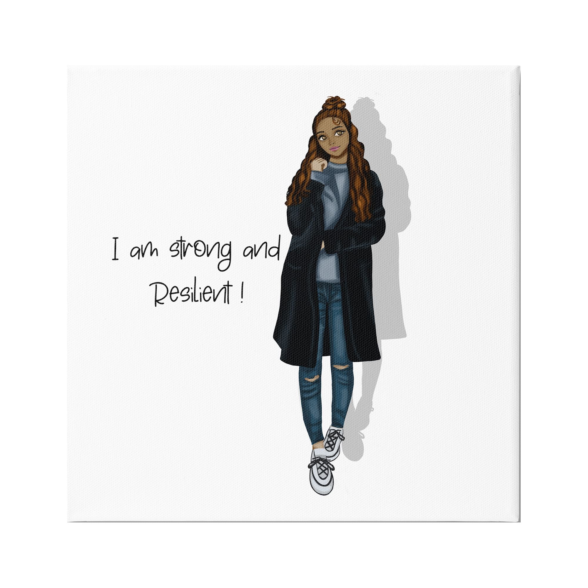 Strong and Resilient Female Motivational Canvas Print, 17 x 17