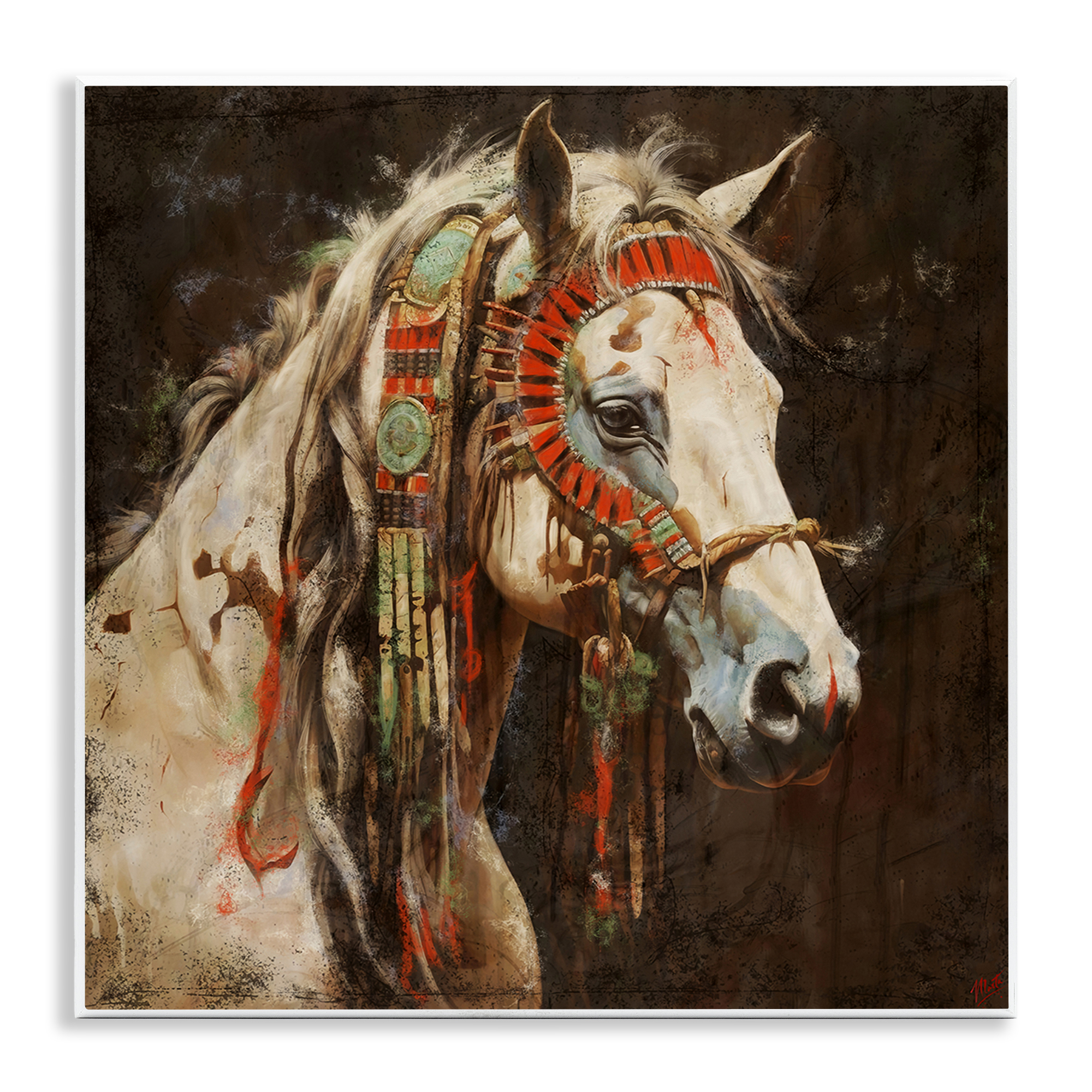 Stupell Industries Strong Traditional Horse Animals Painting Unframed Art Print Wall Art, 12 x 12