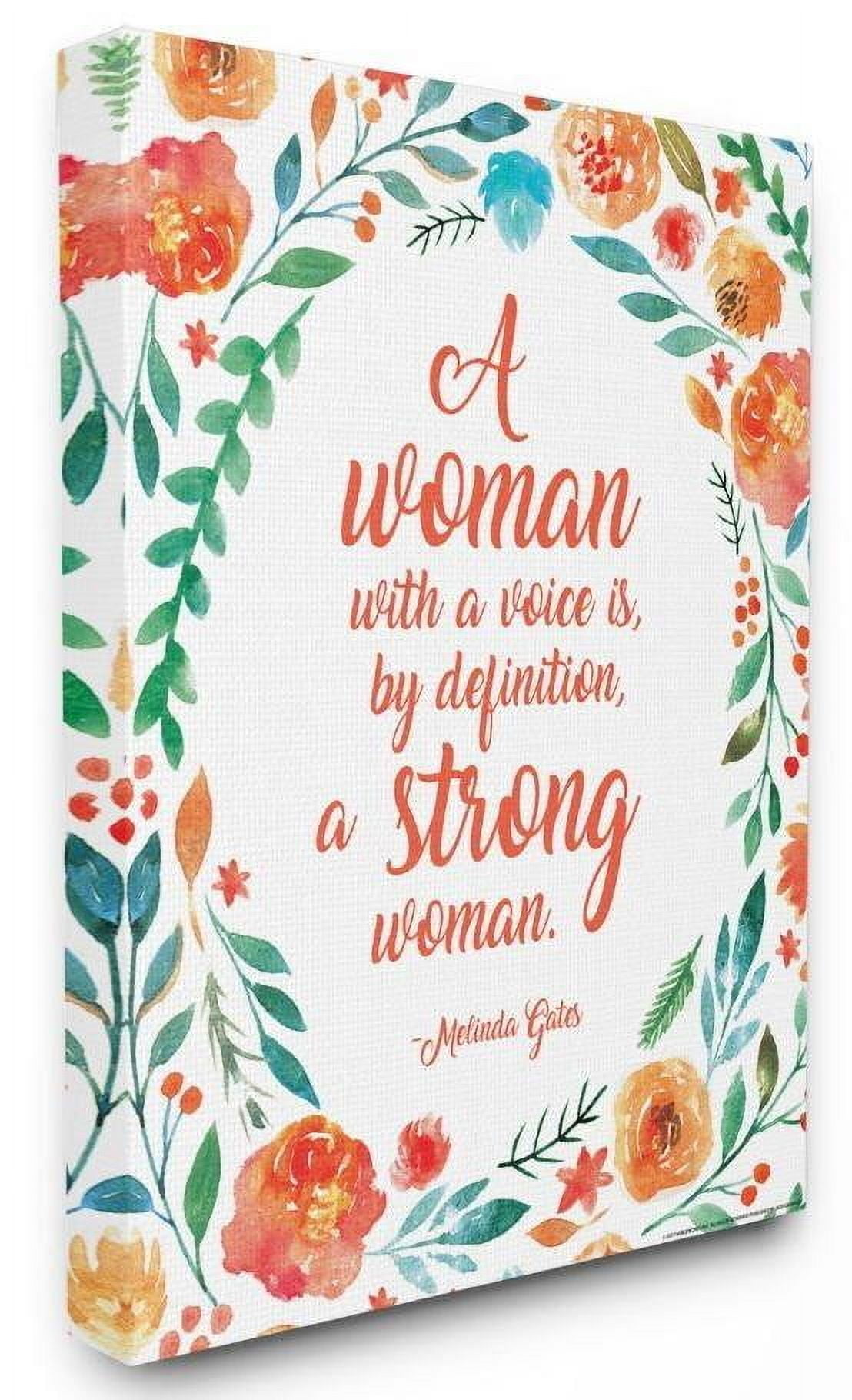 Stupell Industries Strong Woman Flower Inspirational Word Design Canvas Wall Art by Jadei Graphics