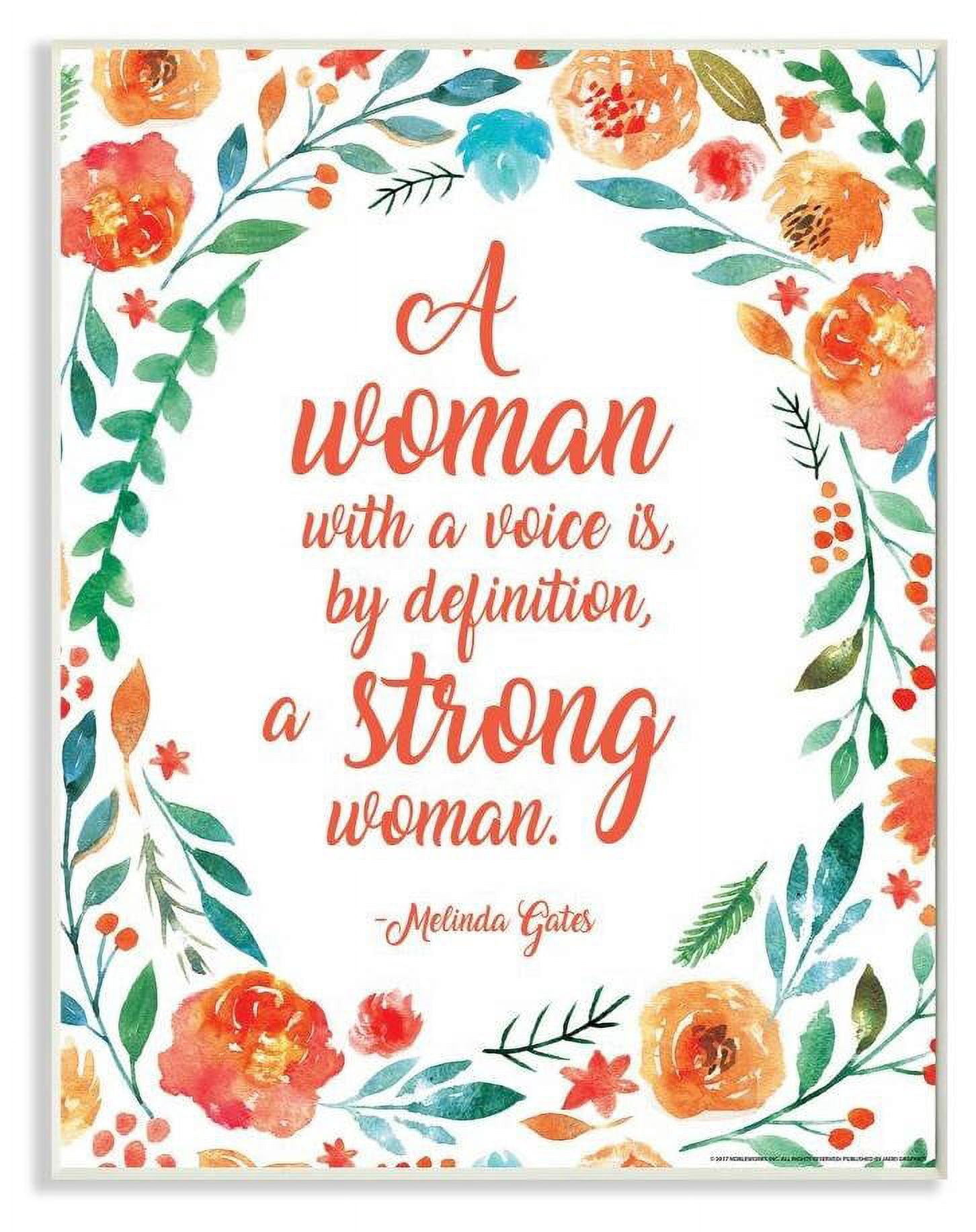Stupell Industries Strong Woman Flower Inspirational Word Design Wall Plaque by Jadei Graphics