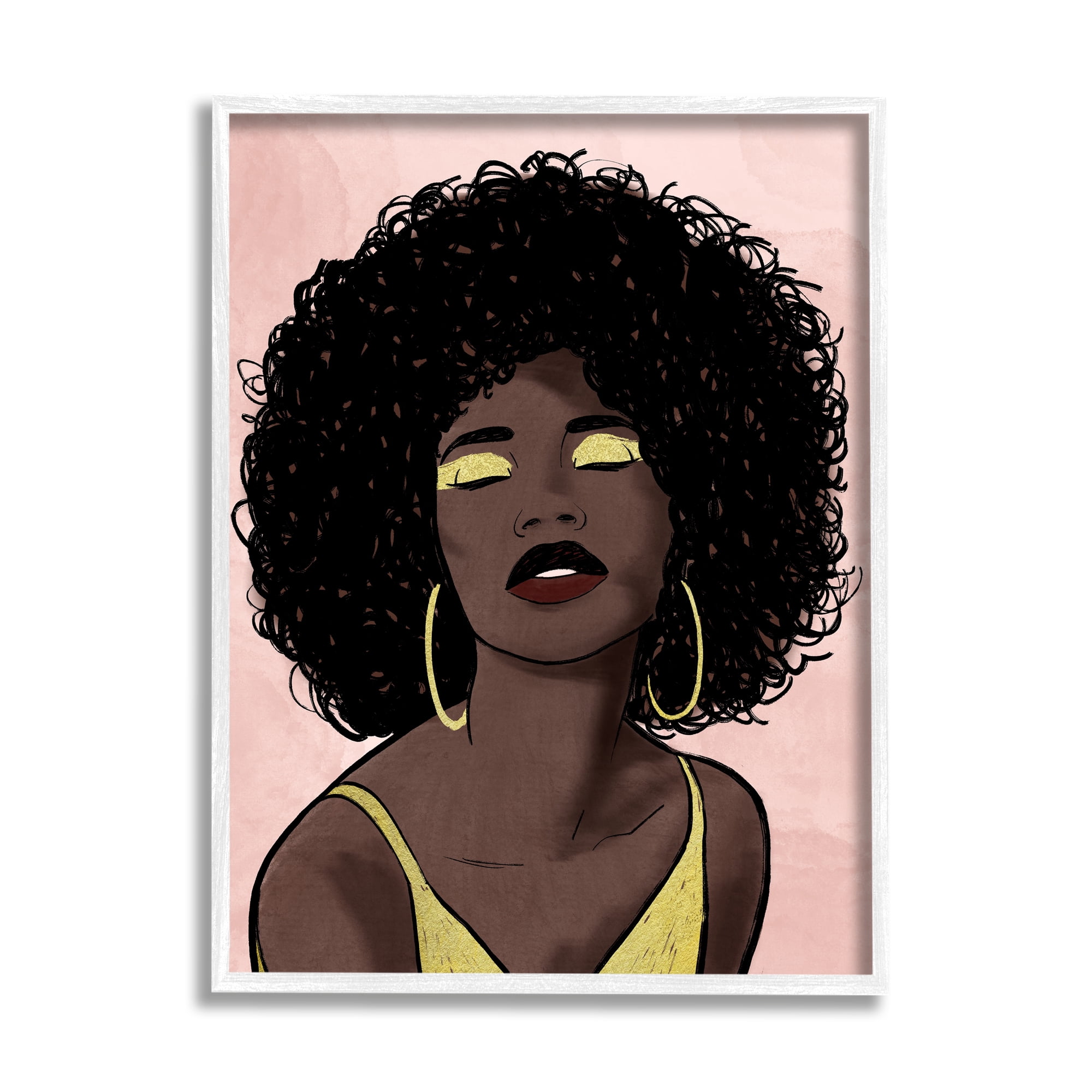 Stupell Industries Strong Woman with Glamour Cosmetics Glitz Eye Shadow World Cultures Painting White Framed Art Print Wall Art, 24 x 30