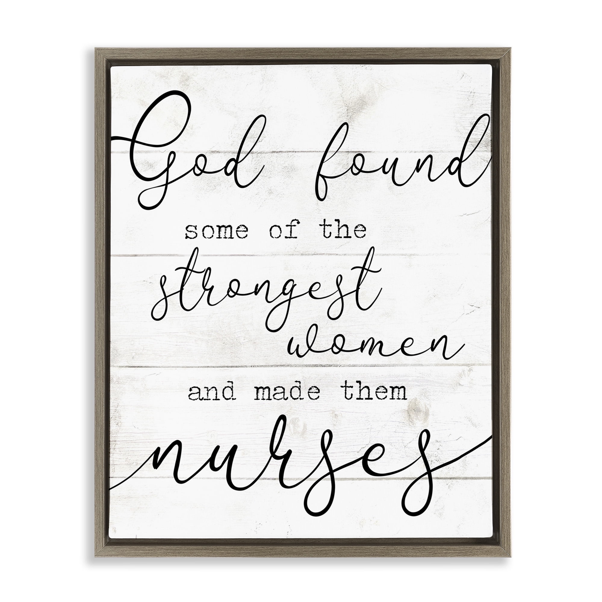 Stupell Industries Strong Women Nurses Spiritual Religious Painting Brown Floater Framed Canvas Art Print Wall Art, 17 x 21