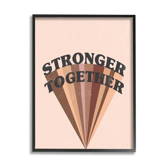 Stupell Industries Stronger Together Diversity Phrase Skin Tone Rainbow Black Framed by Daphne Polselli