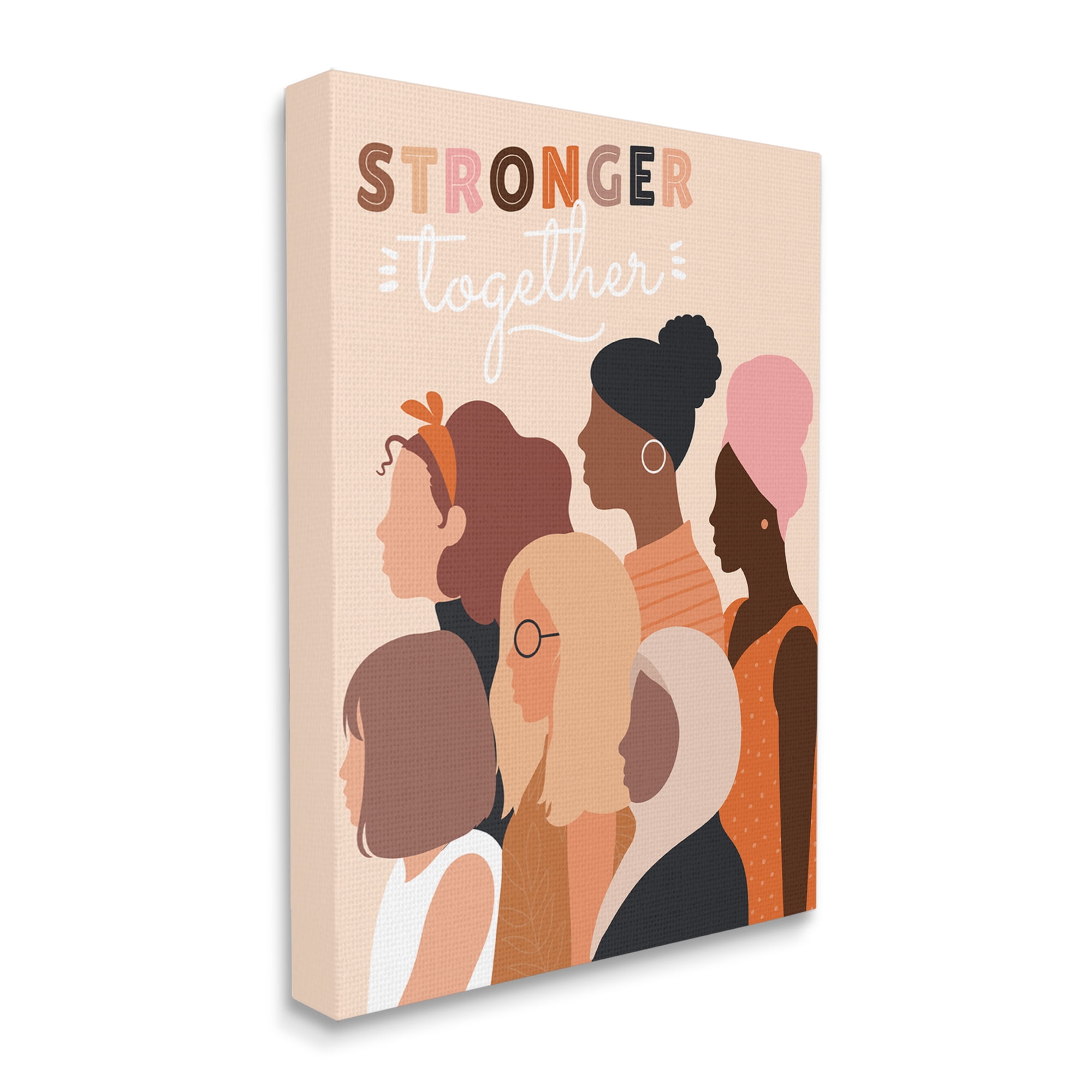 Stupell Industries Stronger Together Inclusive Phrase Group of Women Inspirational Painting Gallery Wrapped Canvas Print Wall Art, 16 x 20