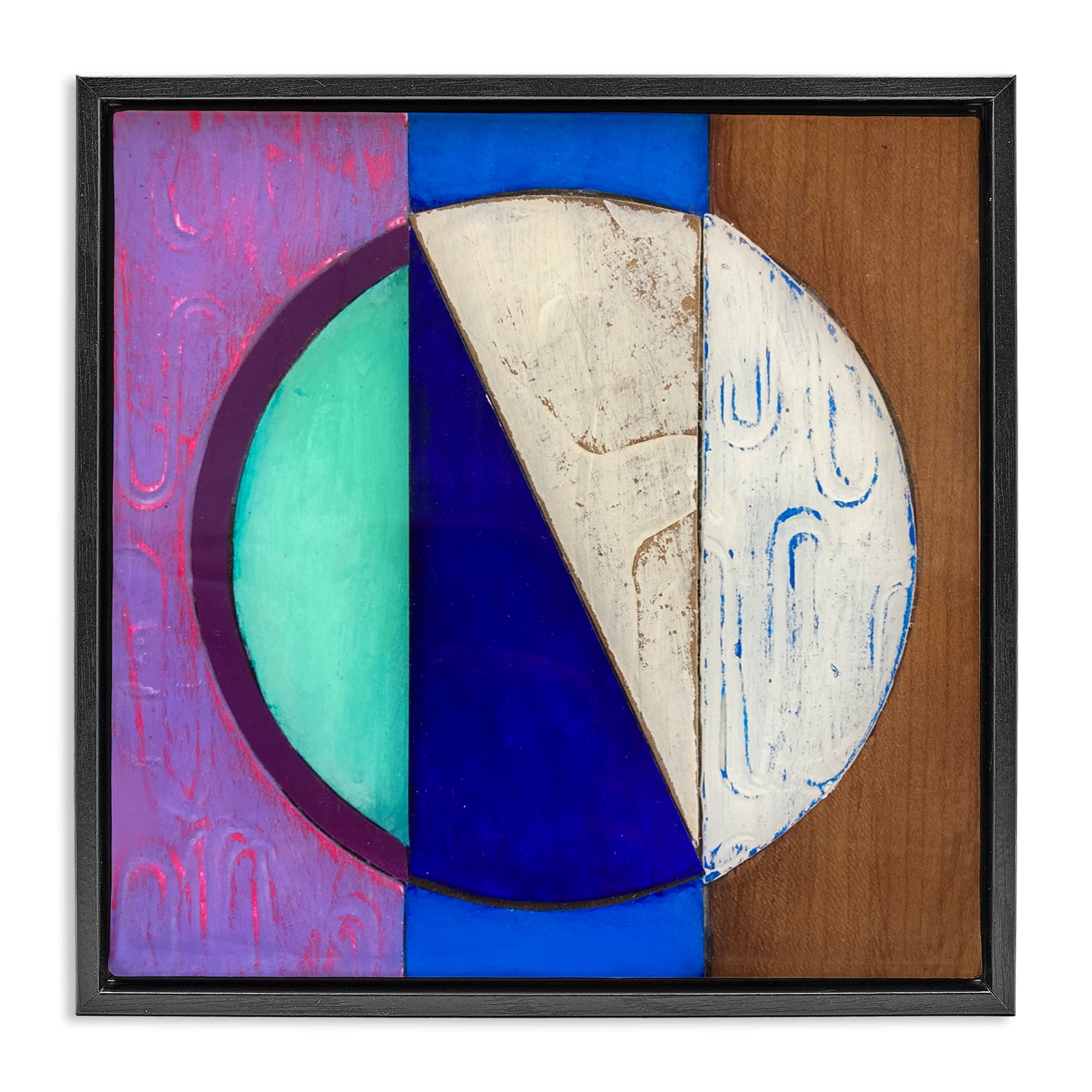 Stupell Industries Structured Blue & Purple Circle Black Framed Floater Canvas Wall Art, design by Matthew Finger