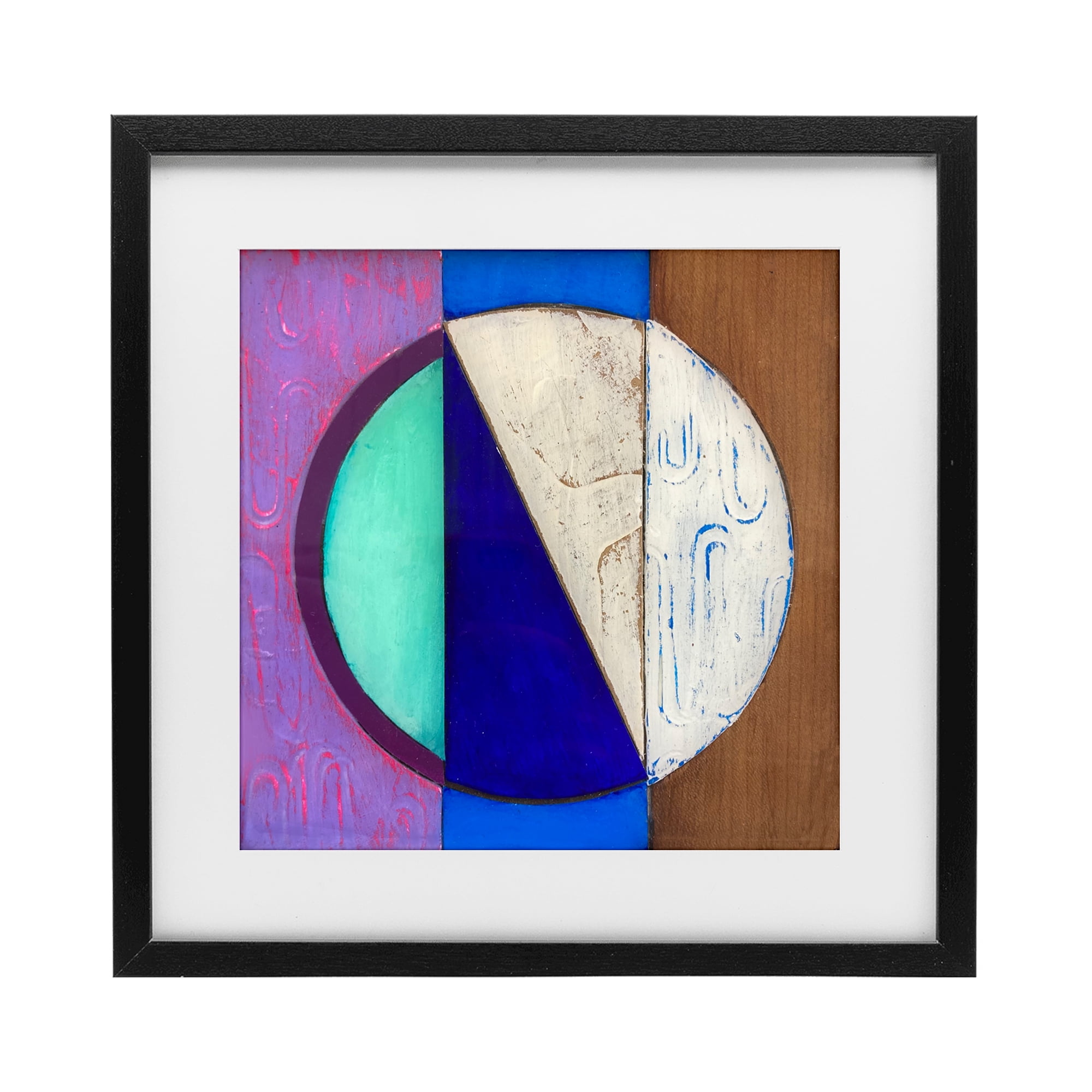 Stupell Industries Structured Blue & Purple Circle Black Framed Print Under Glass, design by Matthew Finger