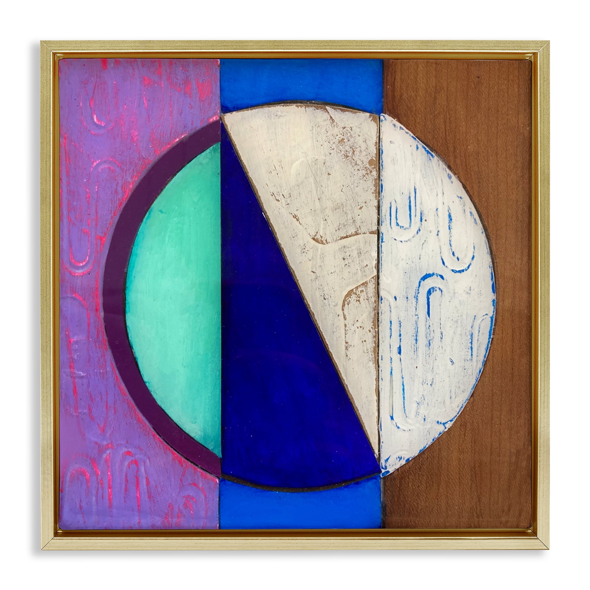 Stupell Industries Structured Blue & Purple Circle Gold Framed Floater Canvas Wall Art, design by Matthew Finger