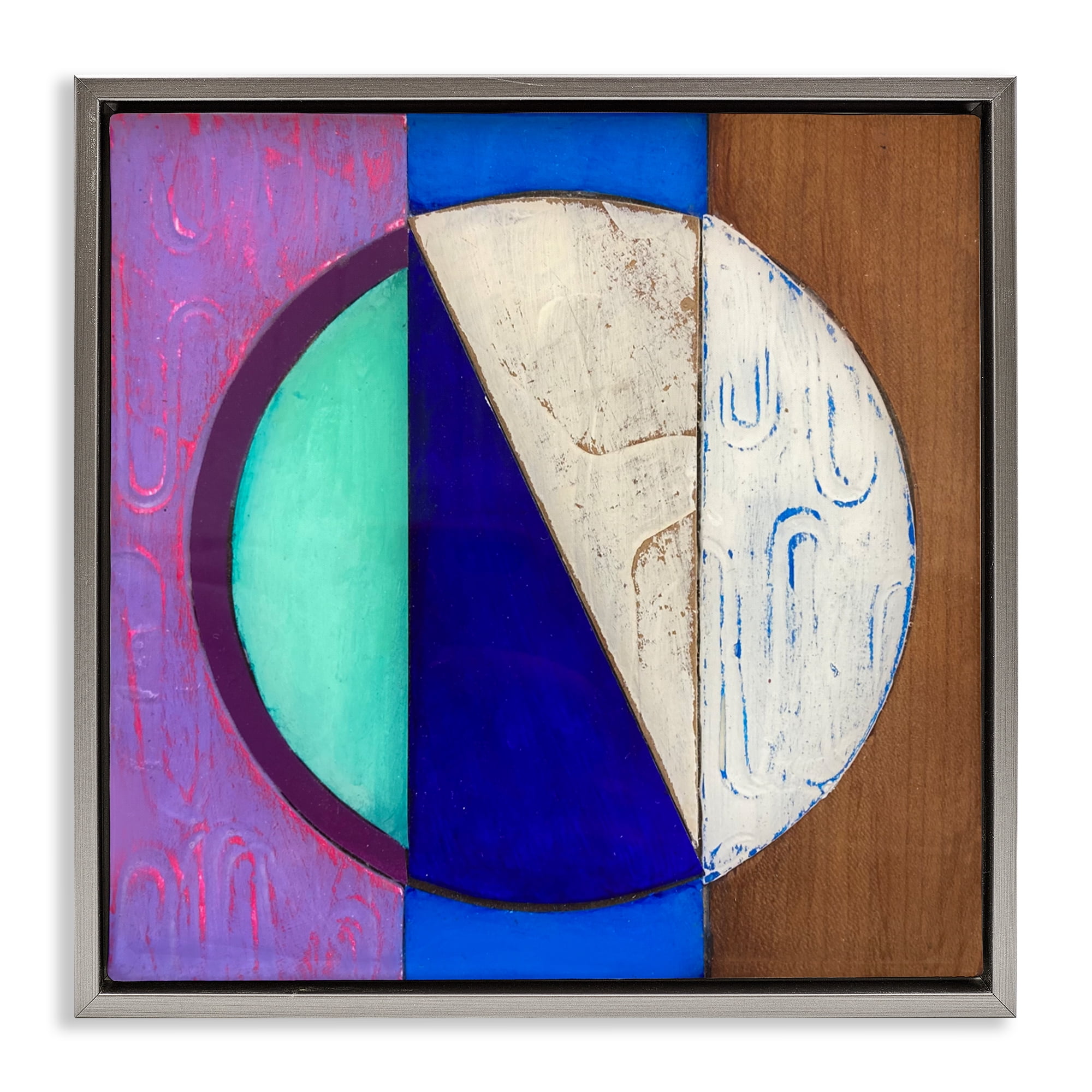 Stupell Industries Structured Blue & Purple Circle Gray Framed Floater Canvas Wall Art, design by Matthew Finger