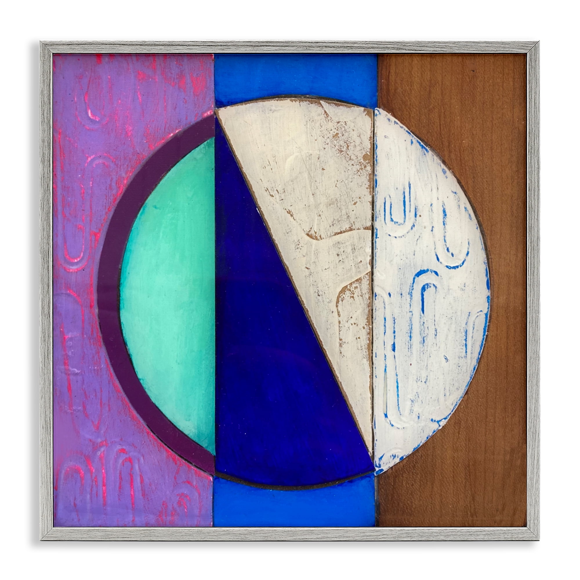 Stupell Industries Structured Blue & Purple Circle Gray Framed Giclee Art, design by Matthew Finger