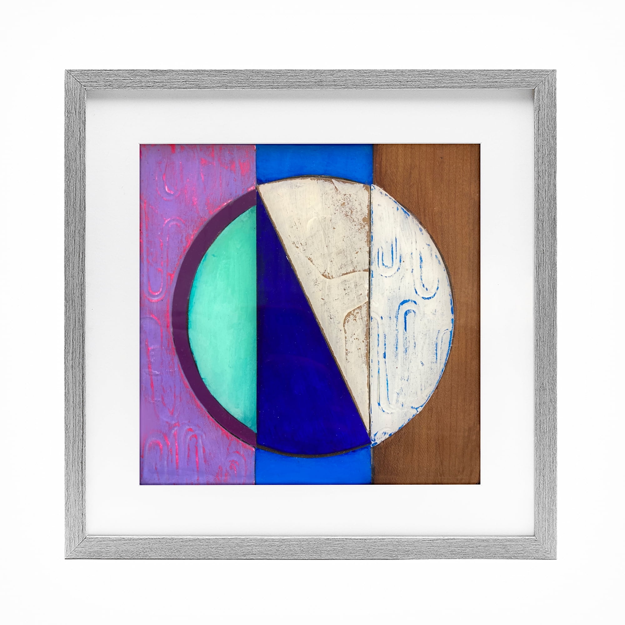 Stupell Industries Structured Blue & Purple Circle Gray Framed Print Under Glass, design by Matthew Finger