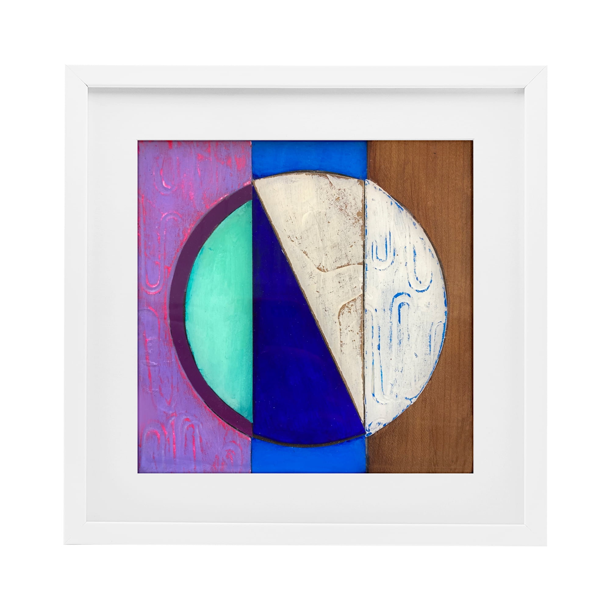 Stupell Industries Structured Blue & Purple Circle White Framed Print Under Glass, design by Matthew Finger
