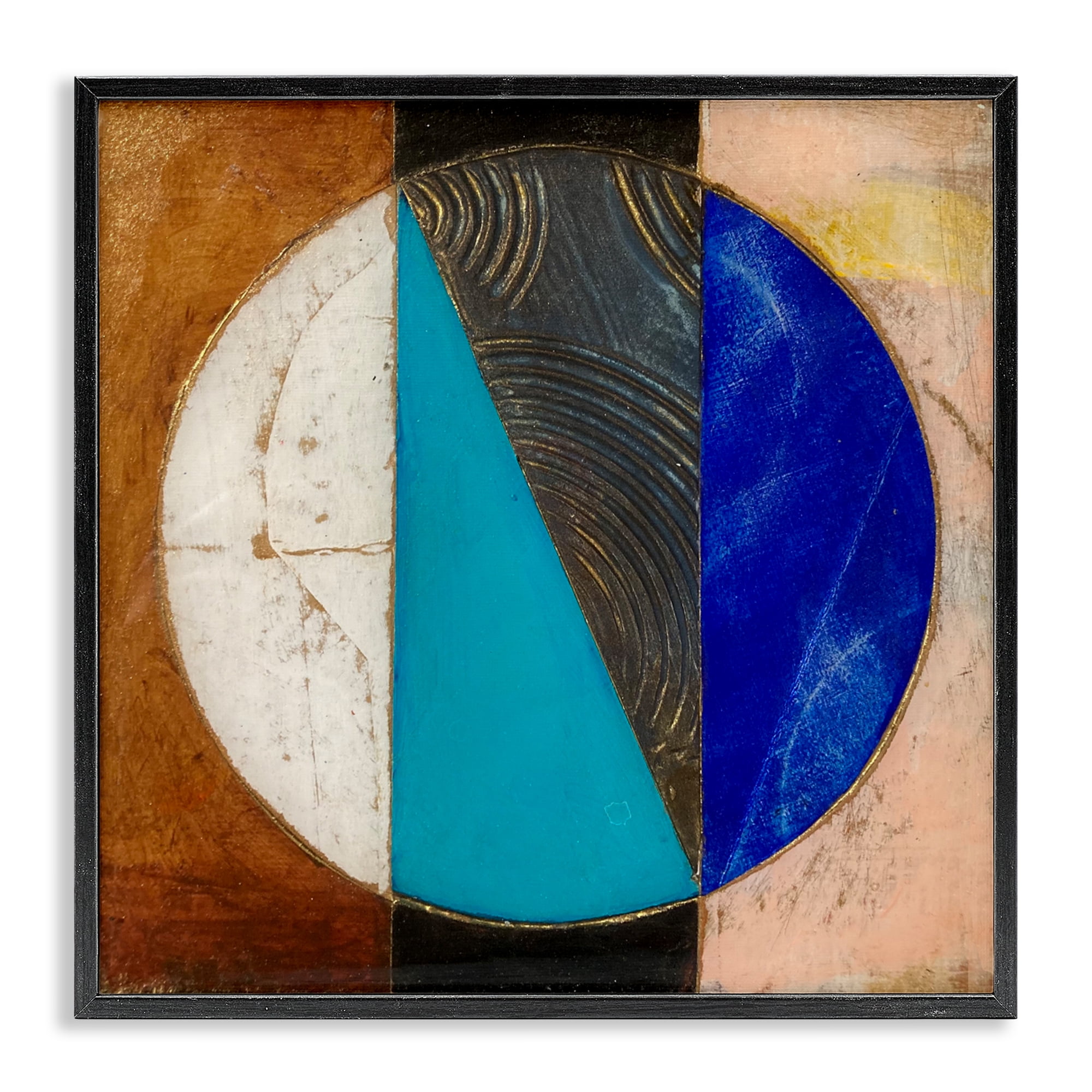 Stupell Industries Structured Circle Abstraction Black Framed Giclee Art, design by Matthew Finger