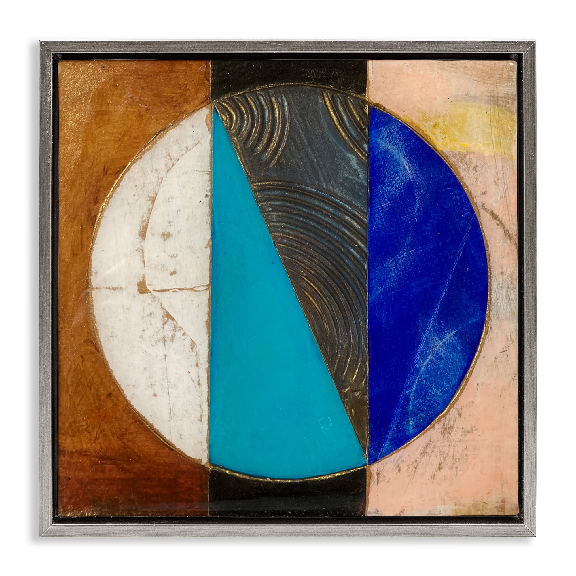 Stupell Industries Structured Circle Abstraction Gray Framed Floater Canvas Wall Art, design by Matthew Finger