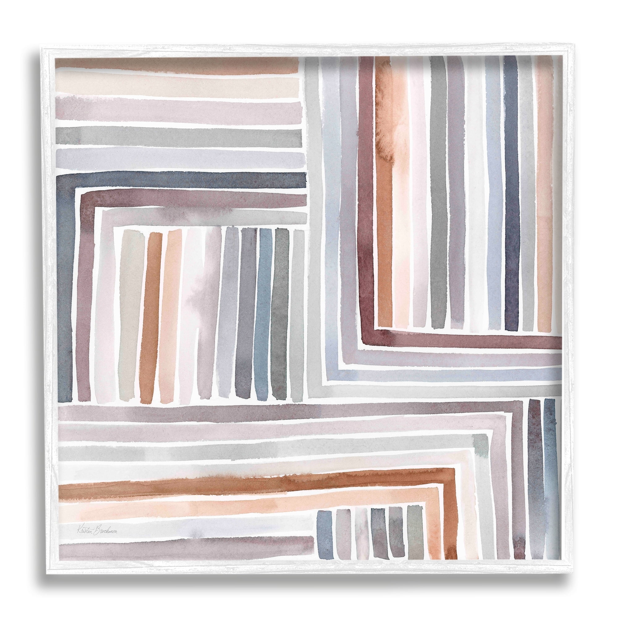 Stupell Industries Structured Geometric Lines Abstract Square Shapes Painting White Framed Art Print Wall Art, Design by Kristen Brockmon