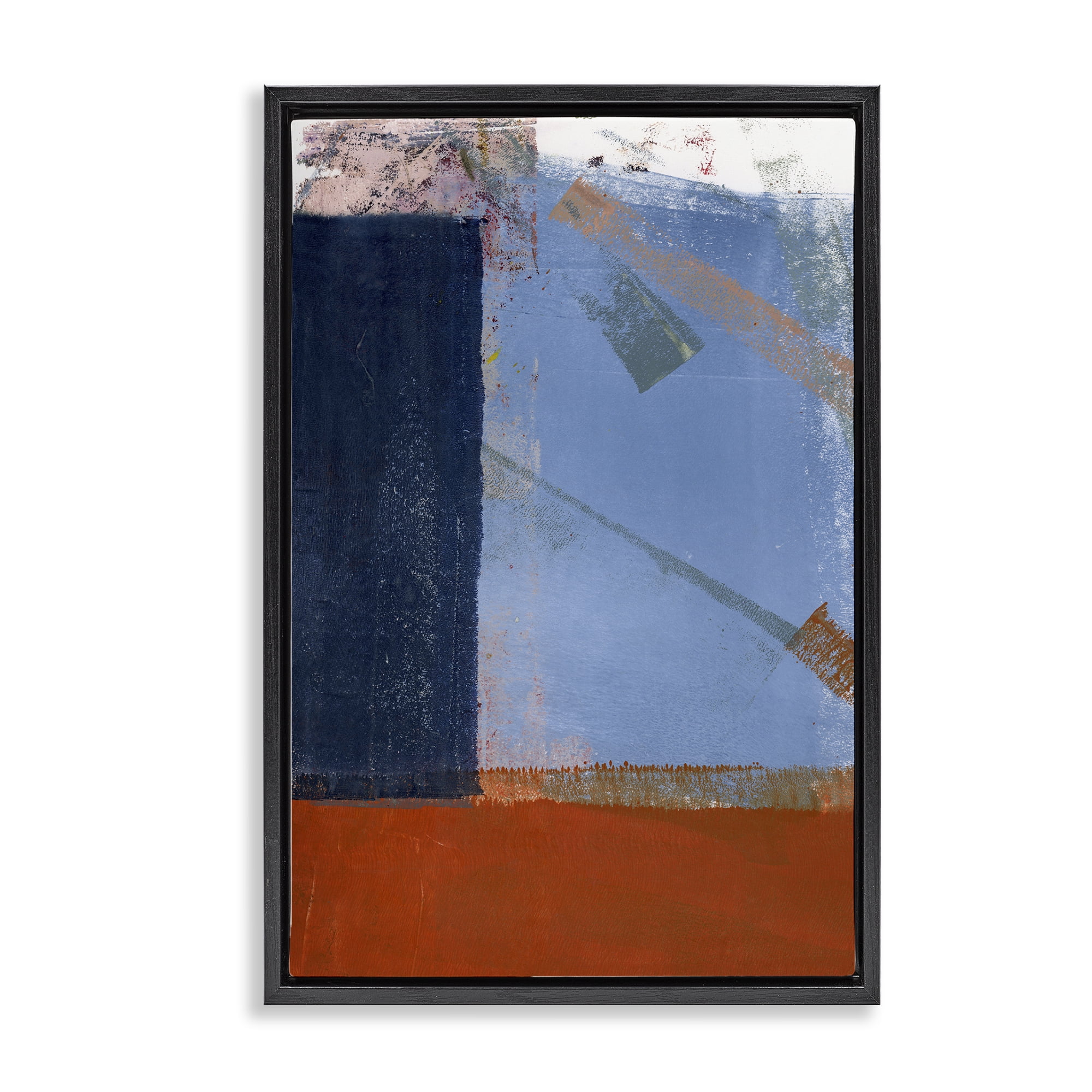 Stupell Industries Structured Shapes Abstract Abstract Painting Black Floater Framed Canvas Art Print Wall Art, 21 x 31