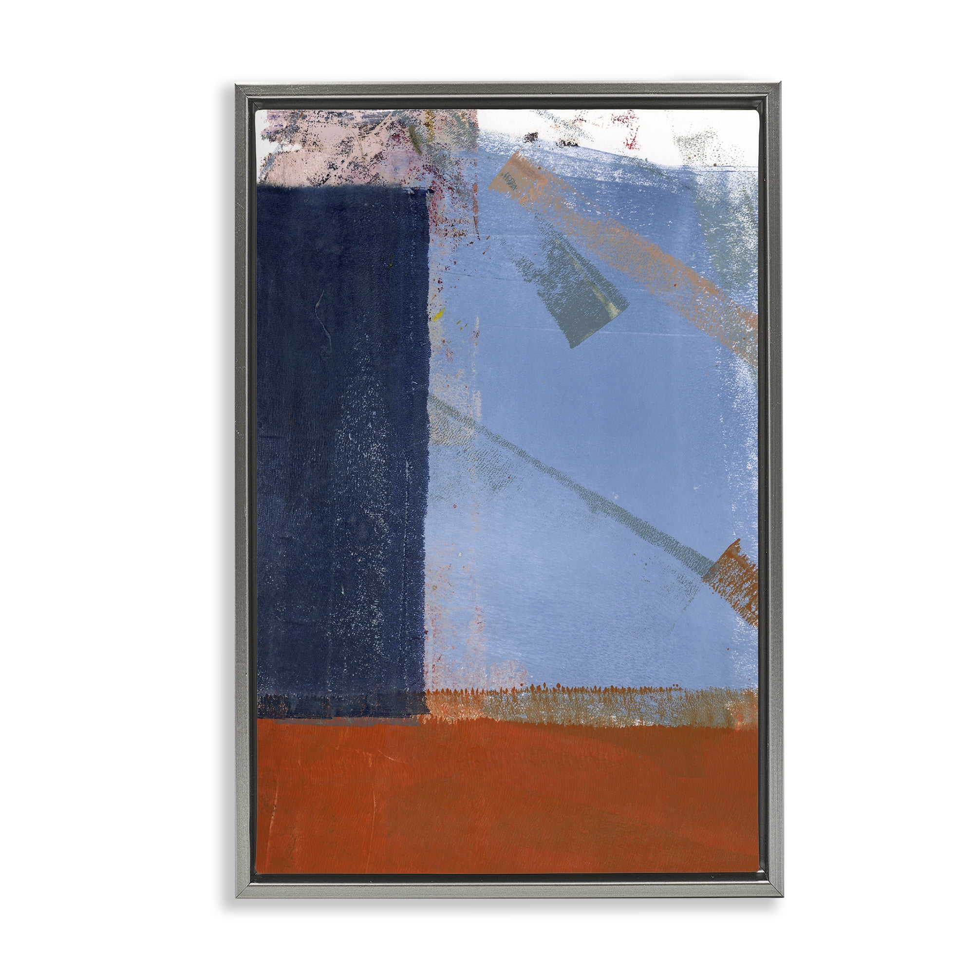 Stupell Industries Structured Shapes Abstract Abstract Painting Gray Floater Framed Canvas Art Print Wall Art, 21 x 31