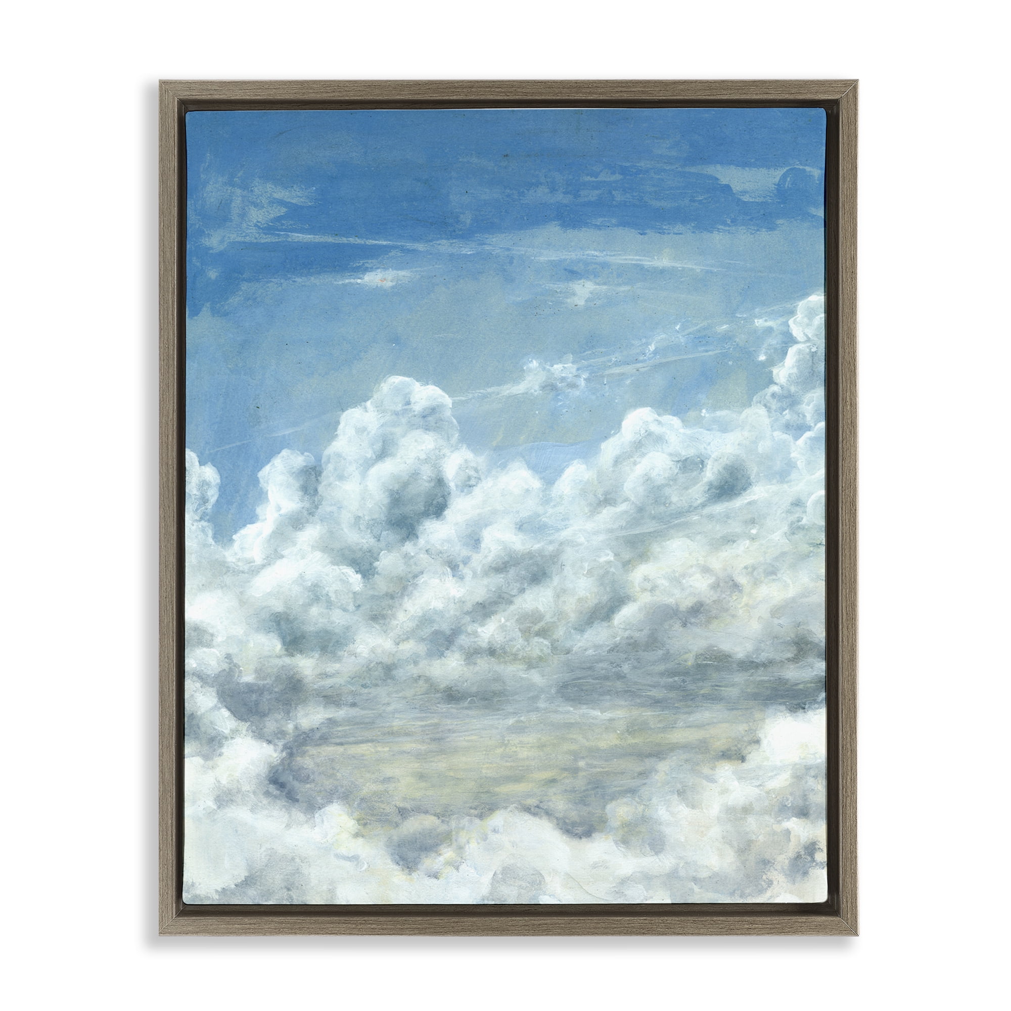 Stupell Industries Structured Traditional Clouds Landscape & Nature Painting Brown Floater Framed Canvas Art Print Wall Art, 17 x 21