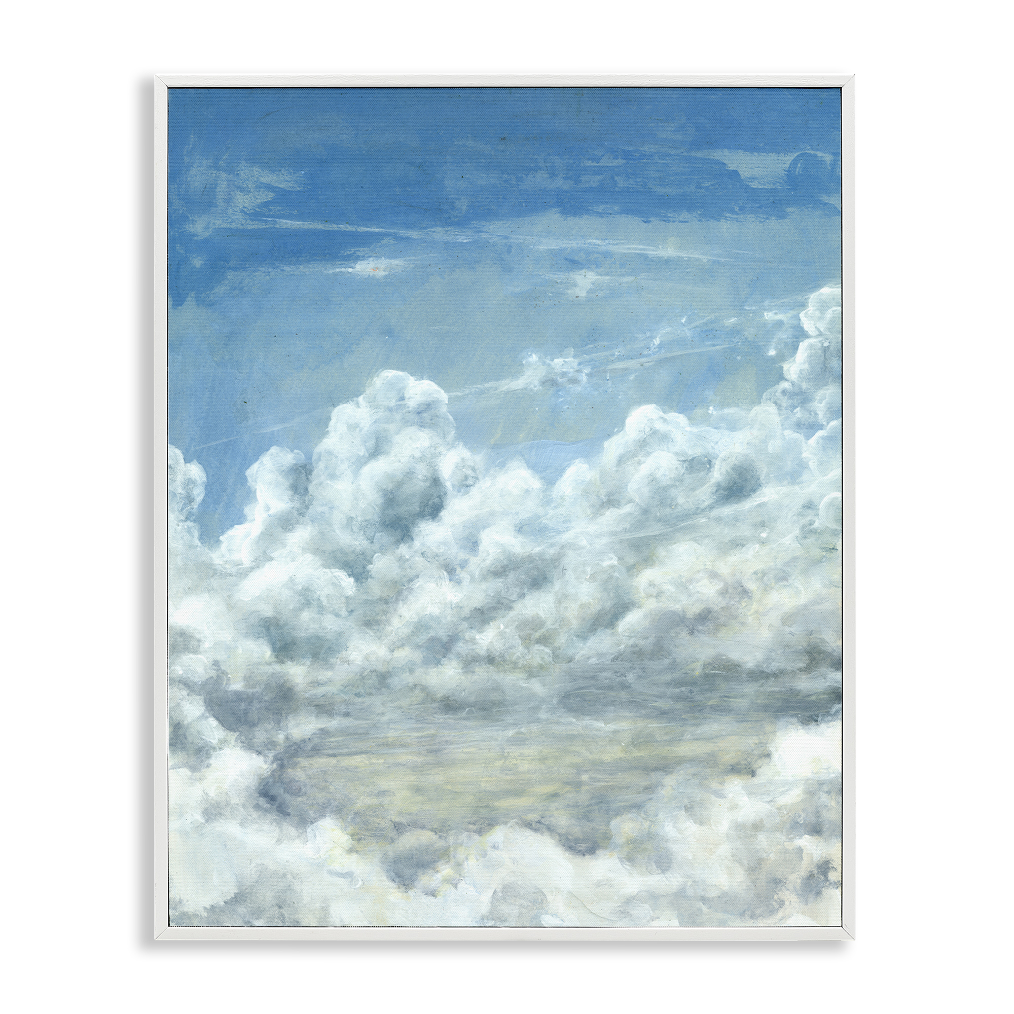 Stupell Industries Structured Traditional Clouds Landscape & Nature Painting White Framed Art Print Wall Art, 16 x 20