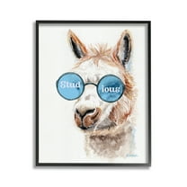 Stupell Industries Stud-ious Funny Llama Animals & Insects Painting Black Framed Art Print Wall Art, 11 x 14