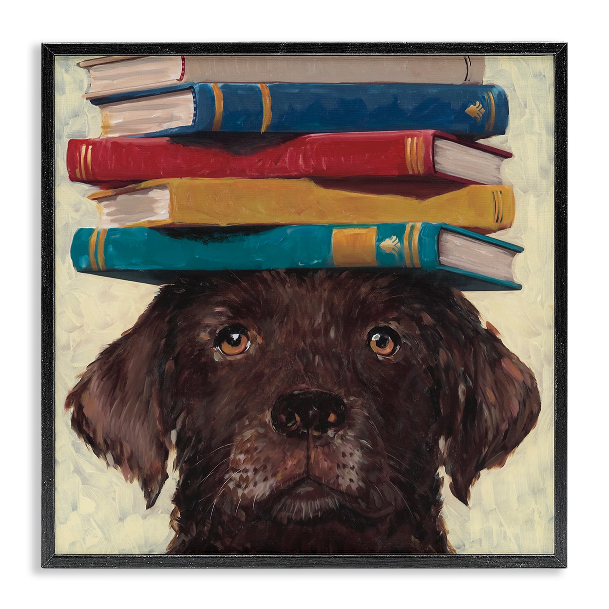 Stupell Industries Studious Abby Dog Black Framed Giclee Art, design by Studio Bautista