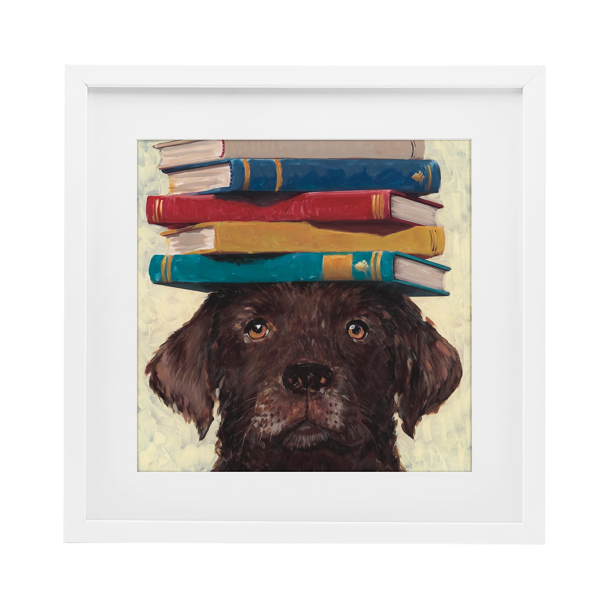 Stupell Industries Studious Abby Dog White Framed Print Under Glass, design by Studio Bautista