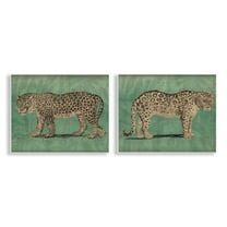 Stupell Industries Stunned Jaguar Hunting Animals Painting Unframed Art Print Wall Art, 14 x 11, Set of 2