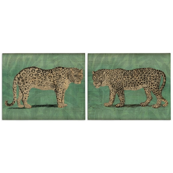 Stupell Industries Stunned Jaguar Hunting Animals Painting Wrapped Canvas Art Print Wall Art, 20 x 16, Set of 2