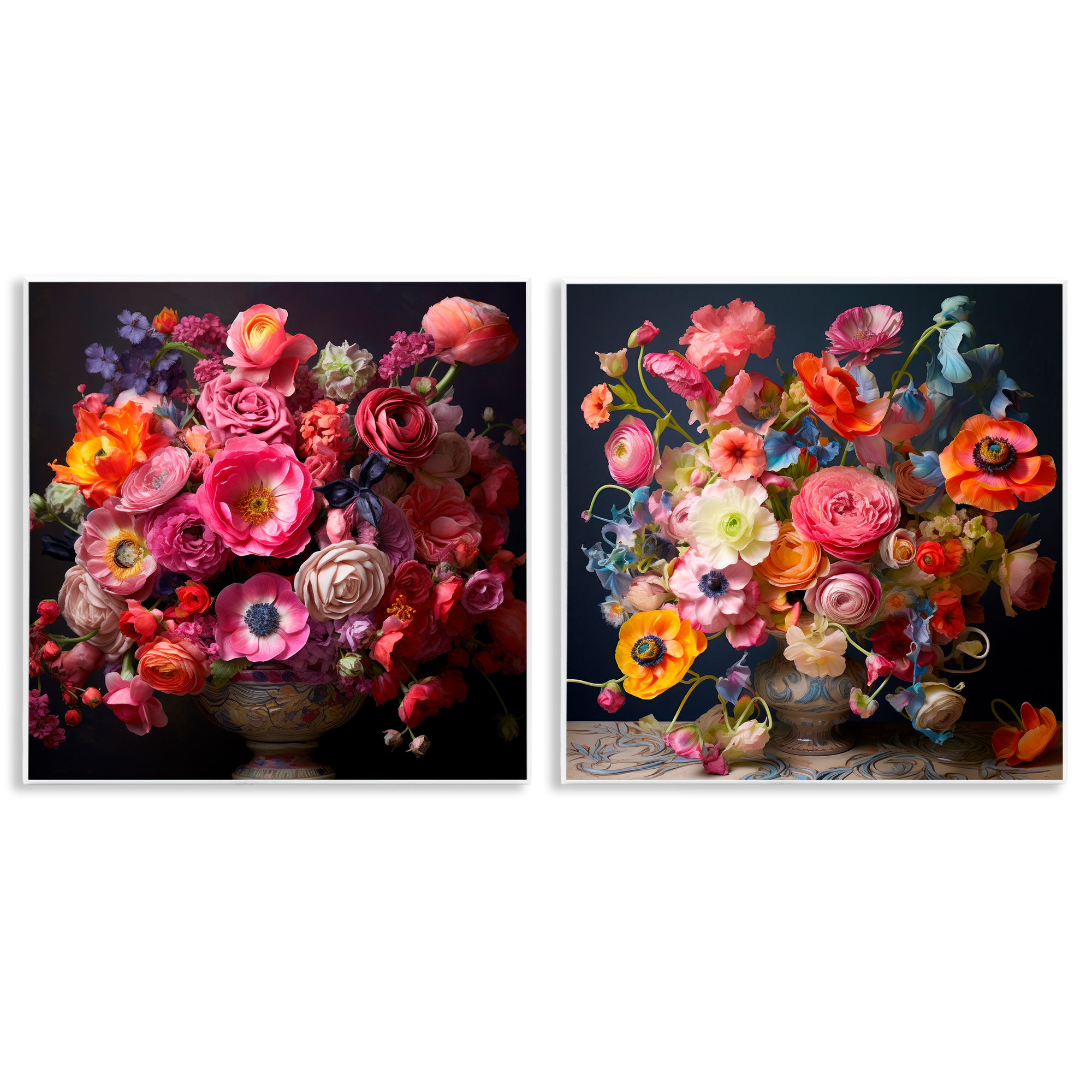 Stupell Industries Stunning Still Life Floral Arrangement Plants & Flowers Photography Unframed Art Print Wall Art, 12 x 12, Set of 2