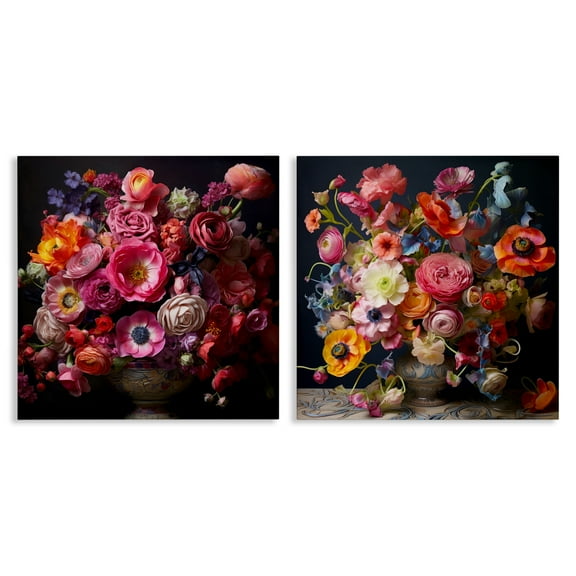 Stupell Industries Stunning Still Life Floral Arrangement Plants & Flowers Photography Wrapped Canvas Art Print Wall Art, 17 x 17, Set of 2