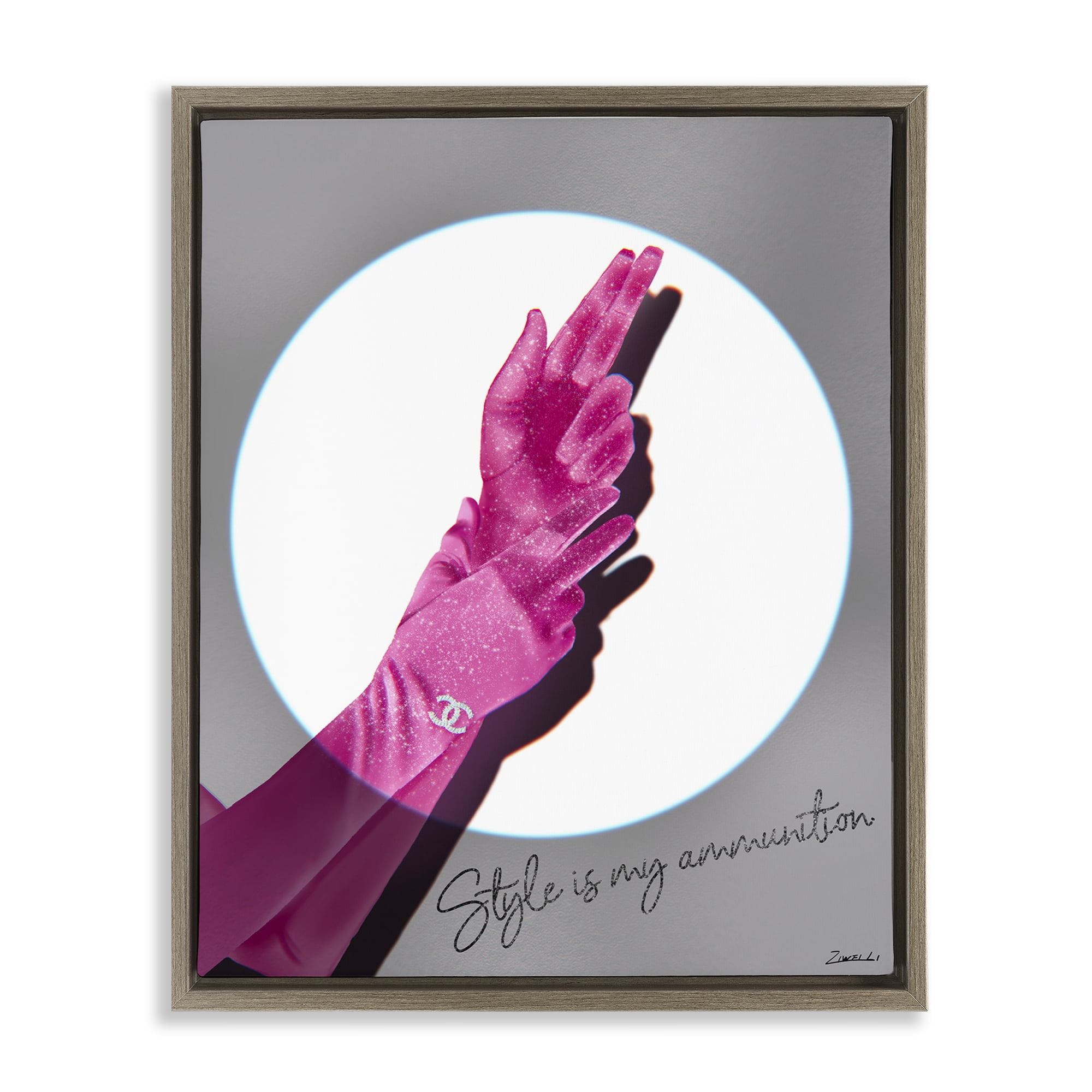Stupell Industries Style Is Ammunition Fashion Painting Brown Floater Framed Canvas Art Print Wall Art, 17 x 21