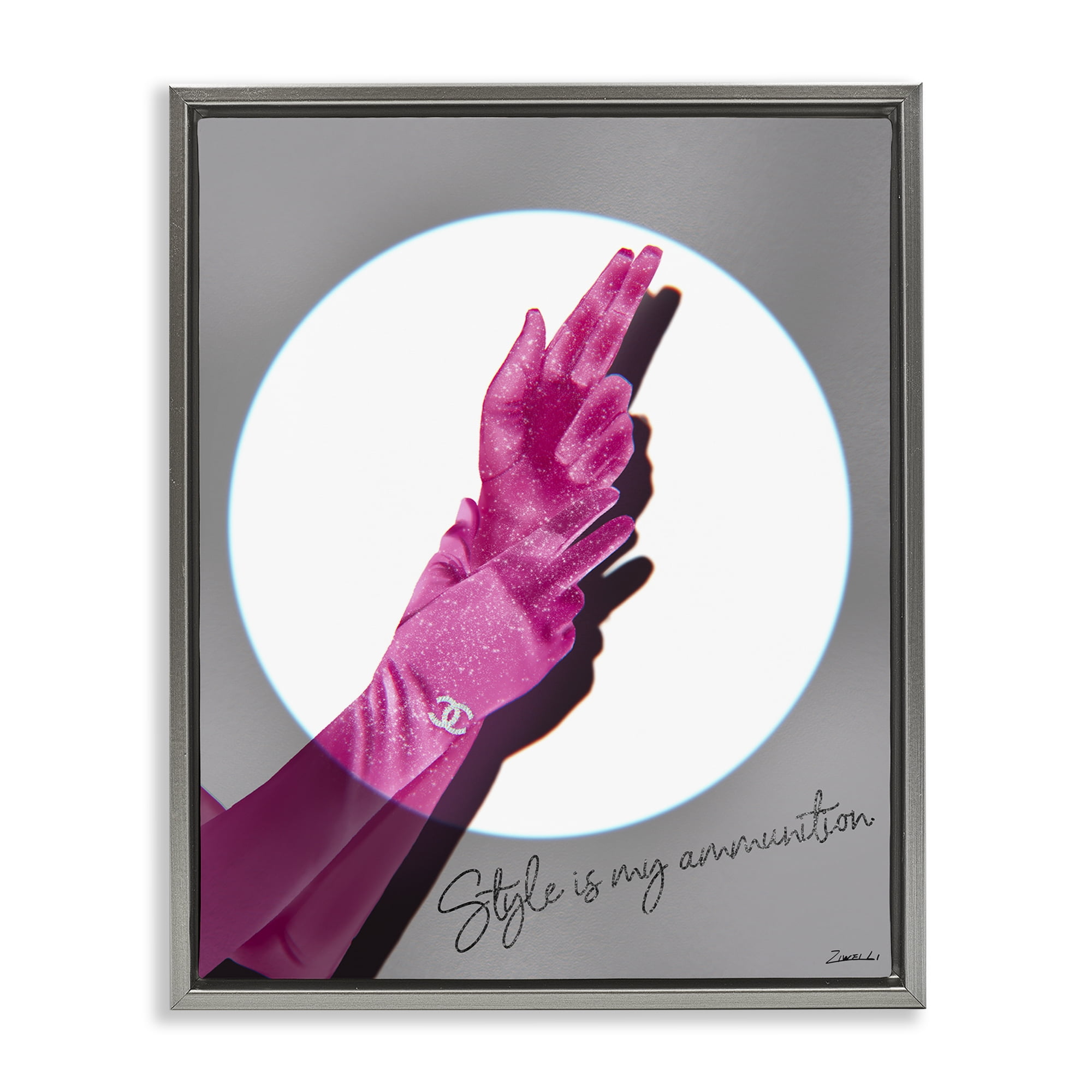 Stupell Industries Style Is Ammunition Fashion Painting Gray Floater Framed Canvas Art Print Wall Art, 25 x 31