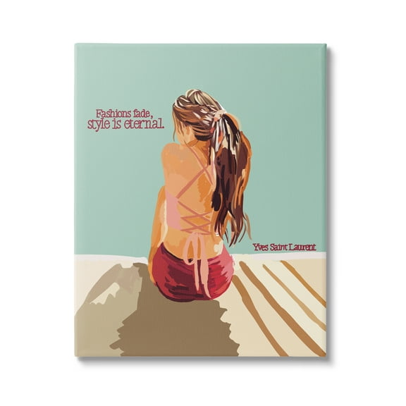 Stupell Industries Style is Eternal Motivating Fashion Quote Beach Woman Graphic Art Gallery Wrapped Canvas Print Wall Art, Design by Amelia Noyes