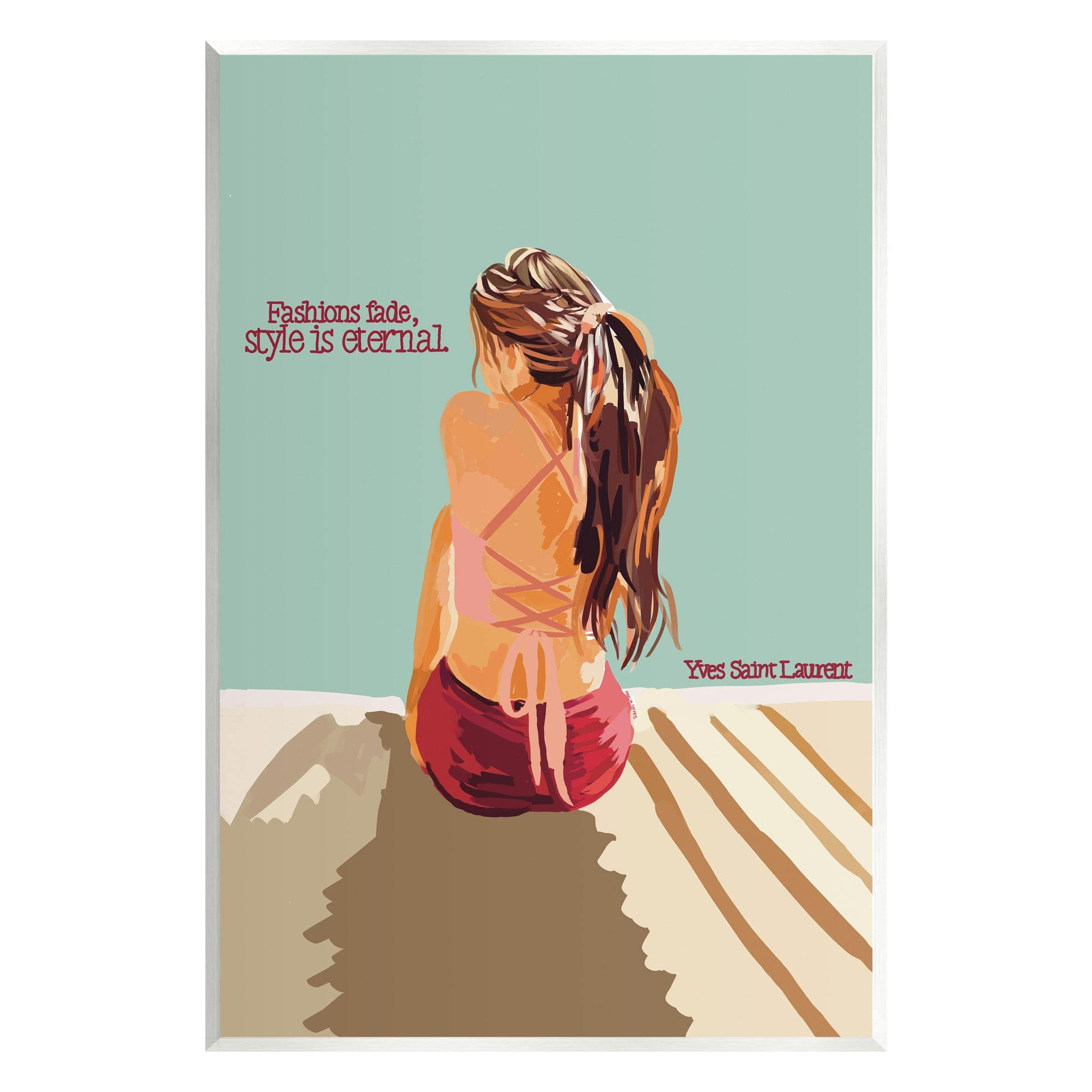Stupell Industries Style is Eternal Motivating Fashion Quote Beach Woman Graphic Art Unframed Art Print Wall Art, Design by Amelia Noyes