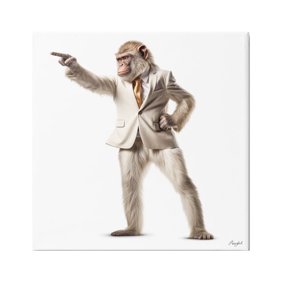 Stupell Industries Stylish Ape in Suit Animals & Insects Painting Gallery Wrapped Canvas Art Print Wall Art, 36 x 36